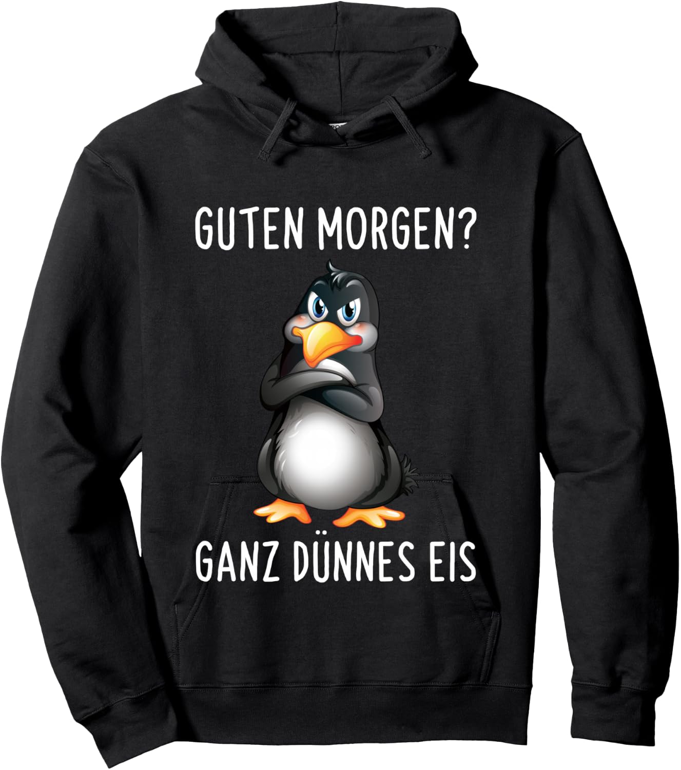 Guten Morgen? Ganz Thin Ice Cream Morgenmuffel Funny Penguin Long-Sleeved Shirt, black, s Hoodie - Hoodie | Black
