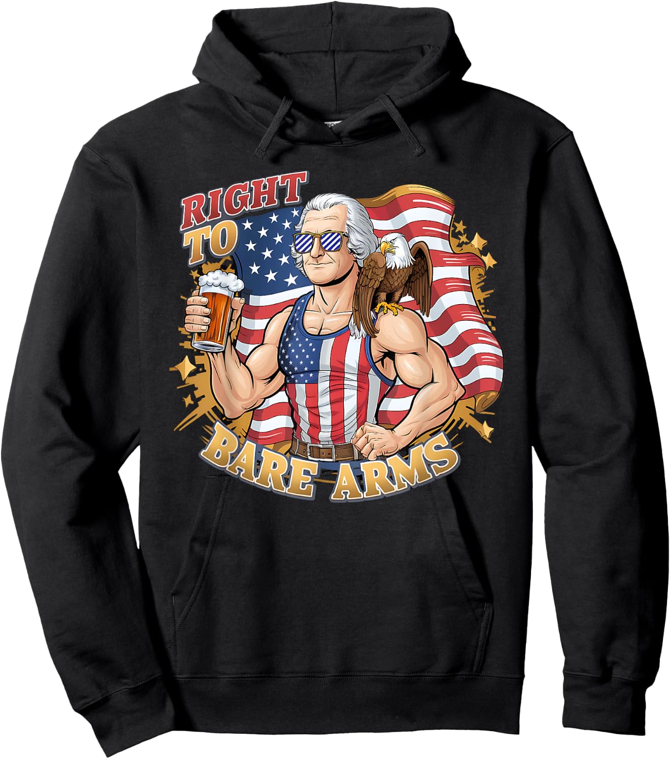 George's Right To Bare Arms 4th Of July Gym Workout Graphic Women Men Hoodie - Hoodie | Black