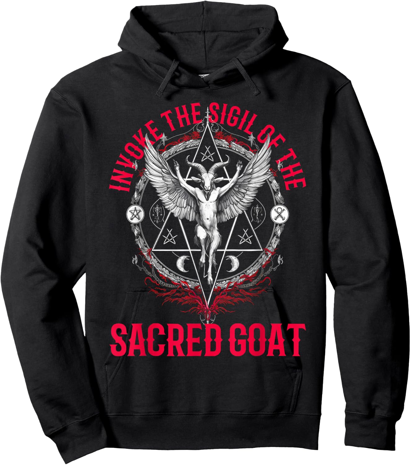 Baphomet Goth Dark Art 666 Witch Church of Satan Devil Goat Hoodie - Hoodie | Black