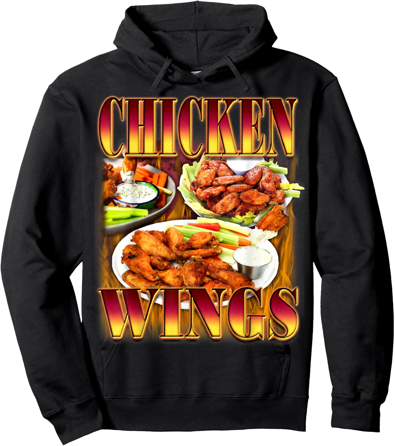 Wing Lover Bootleg Rap CDs Aesthetic 90s Funny Chicken Meme Hoodie - Hoodie | Black