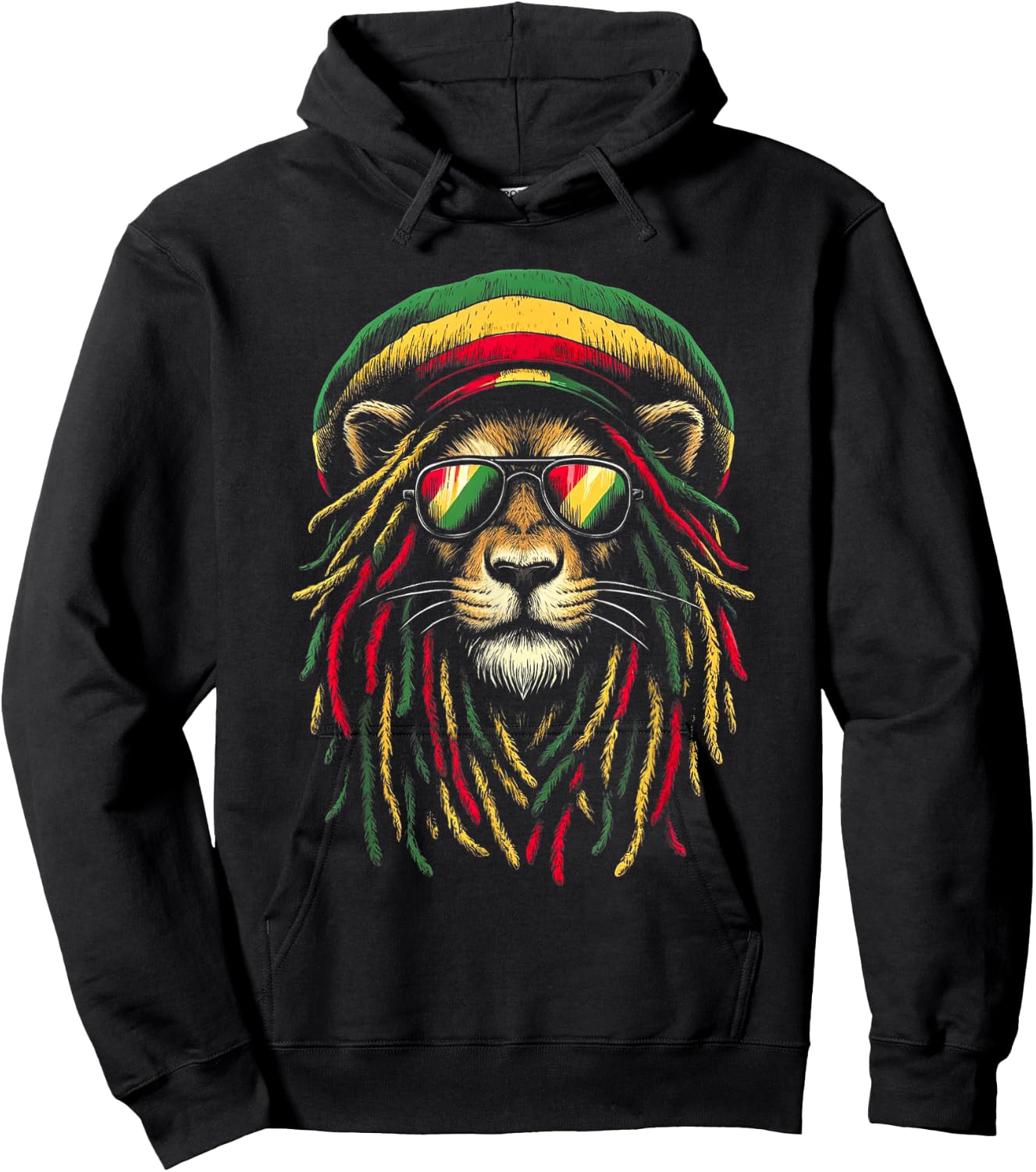 Jamaican Lion Reggae Roots Lion of Juda Rasta Music , black Hoodie - Hoodie | Black