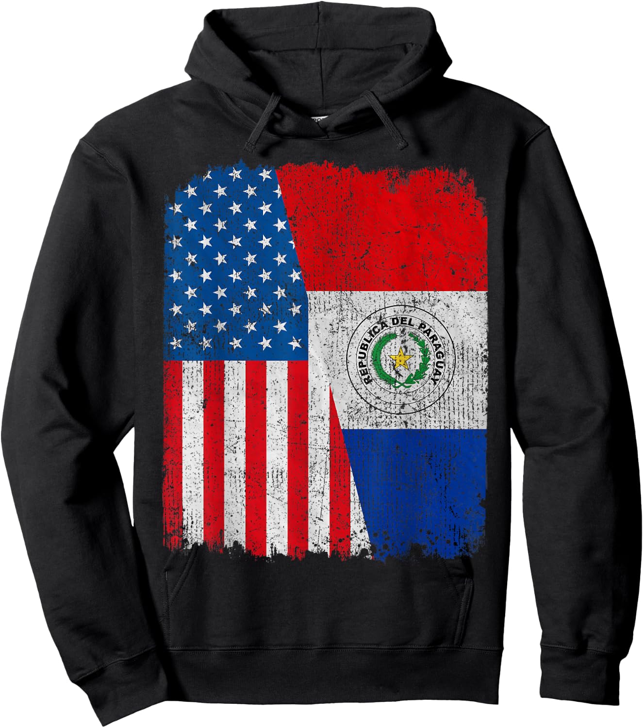 Paraguayan American Flag Half USA Paraguay Root Proud Hoodie - Hoodie | Black