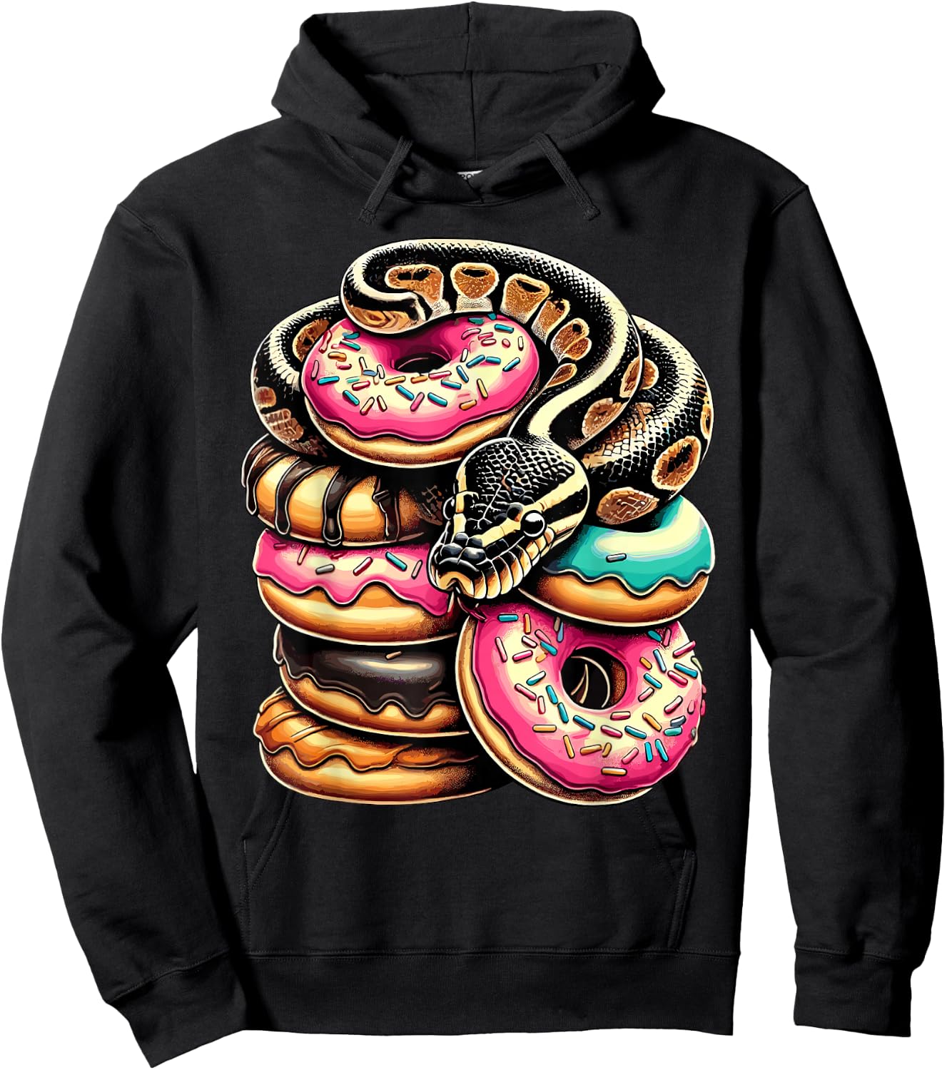 Donut Ball Python for Reptile Lovers Snake Hoodie - Hoodie | Black