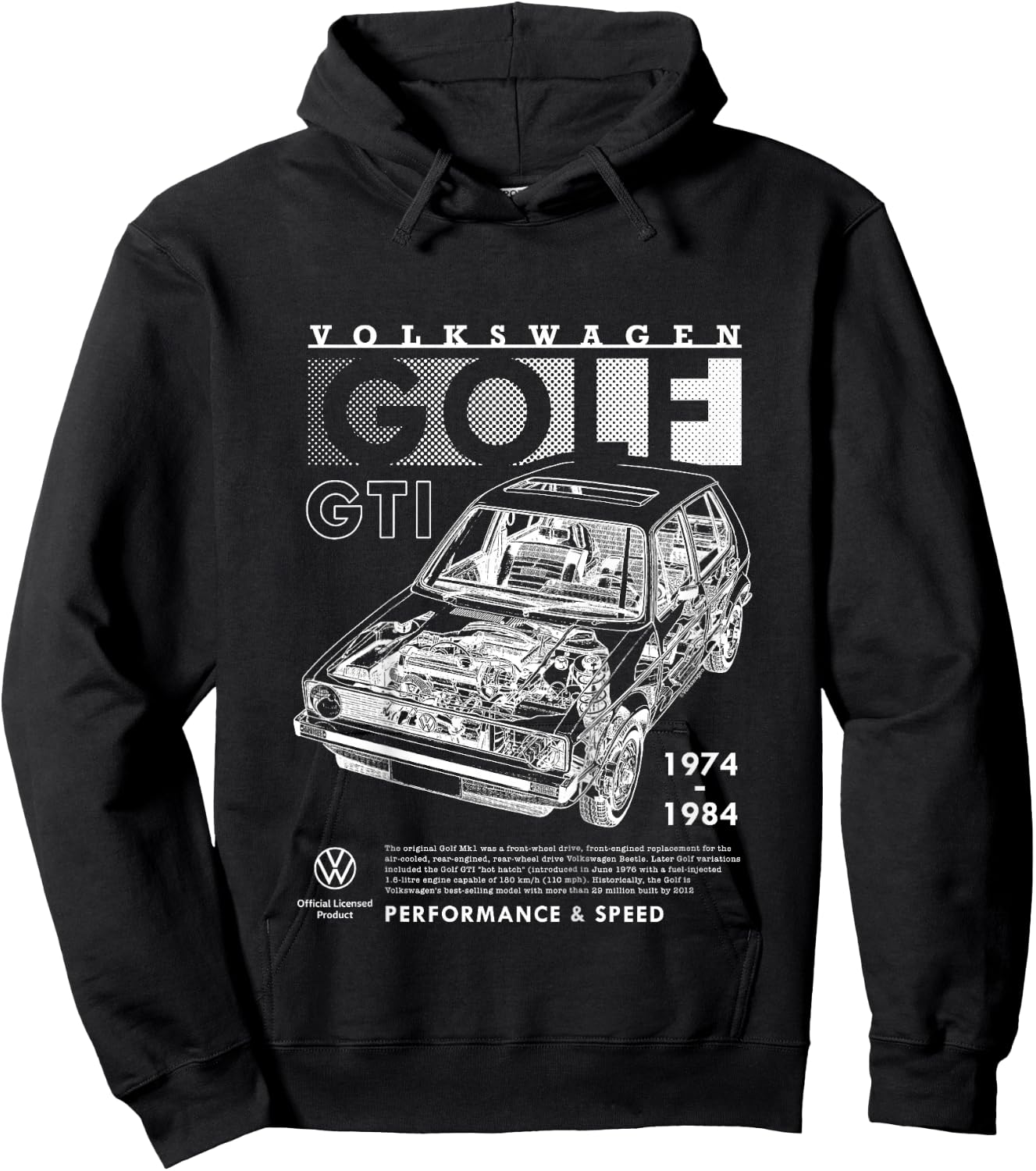 Kids Volkswagen Golf GTI Mk1 Performance & Speed Kids , Black, 2 Hoodie - Hoodie | Black