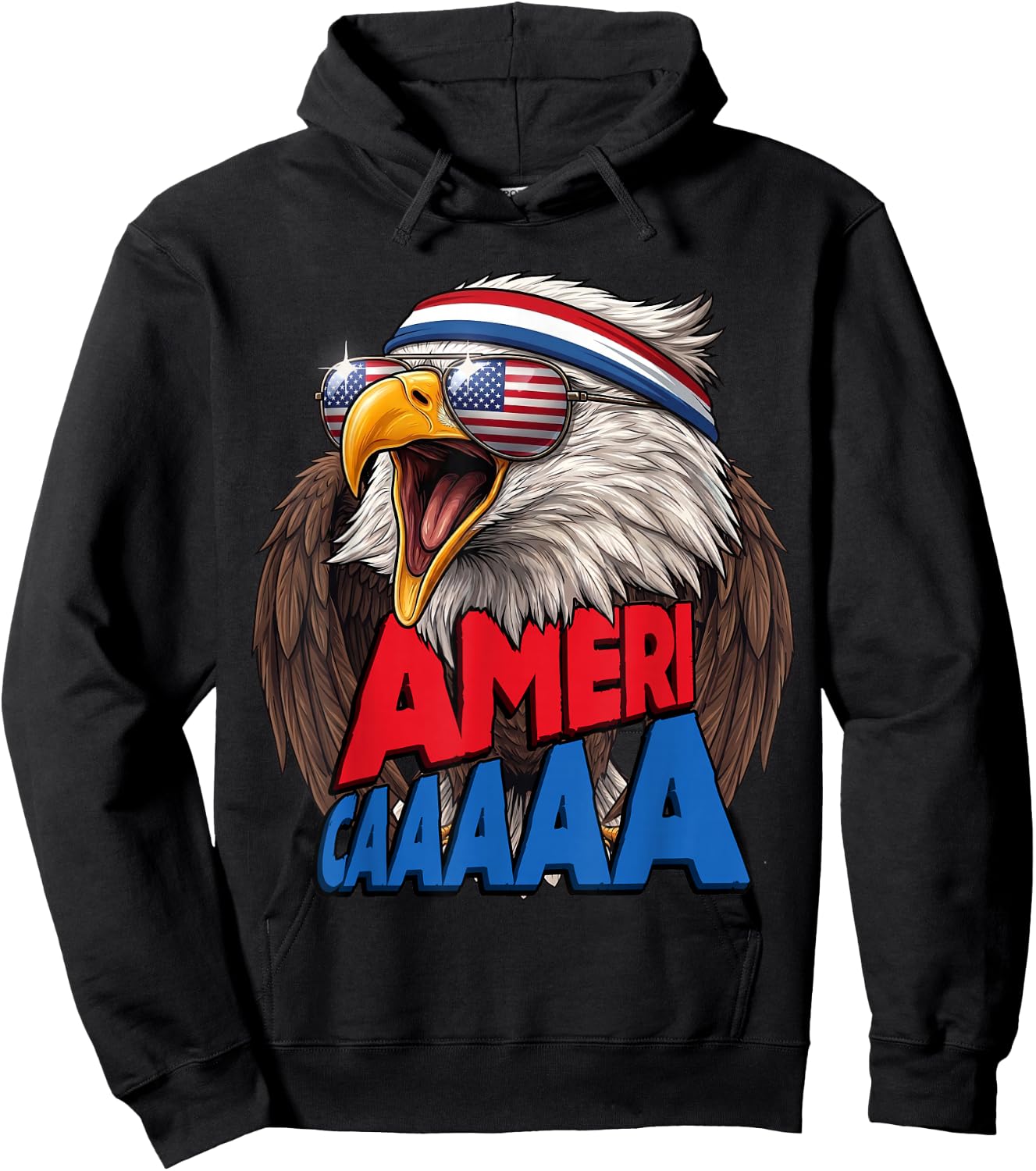 Americaaaaa Screaming Eagle Fourth of July Hoodie - Hoodie | Black
