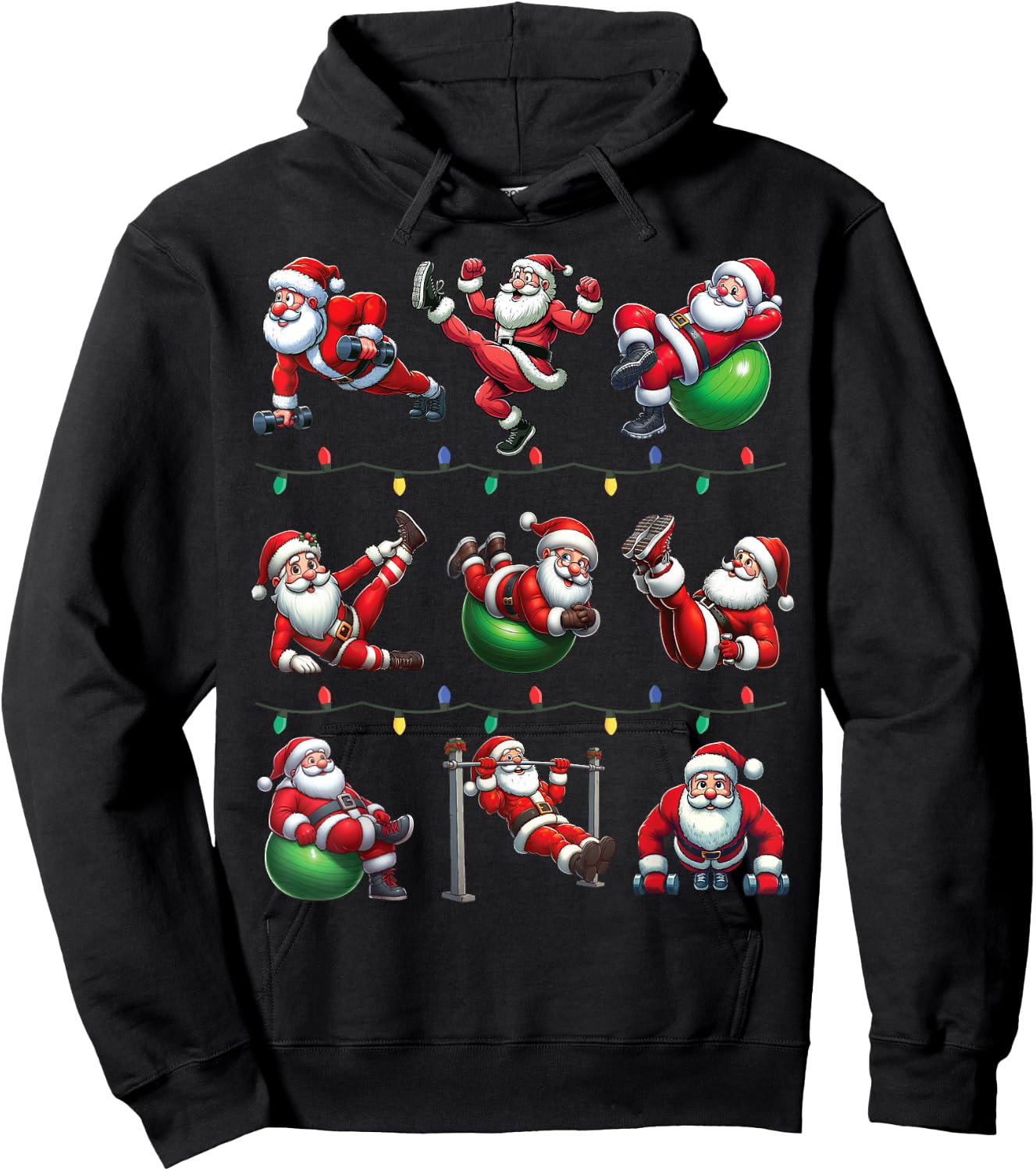 Santa Fitness Collection Gym Workout Weightlifting Christmas Hoodie - Hoodie | Black