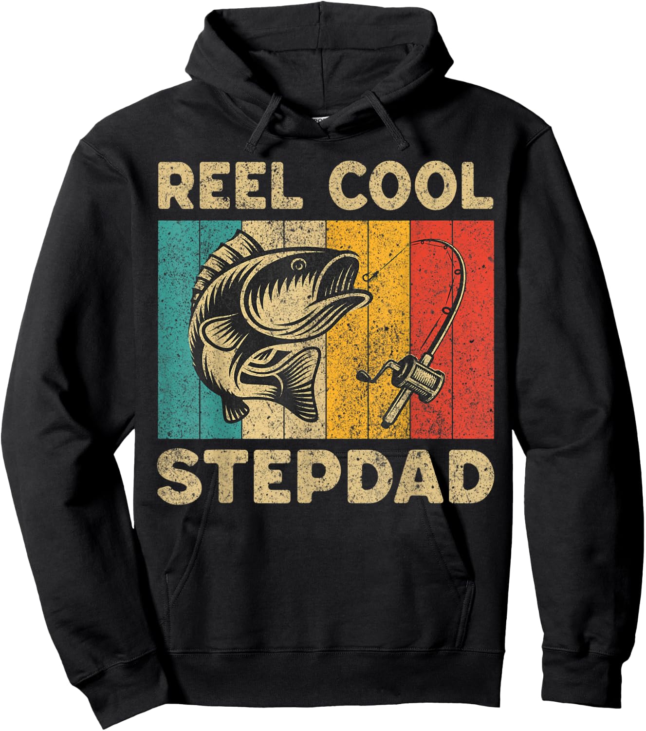Father's Day Present Funny Fishing Reel Cool Stepdad Hoodie - Hoodie | Black
