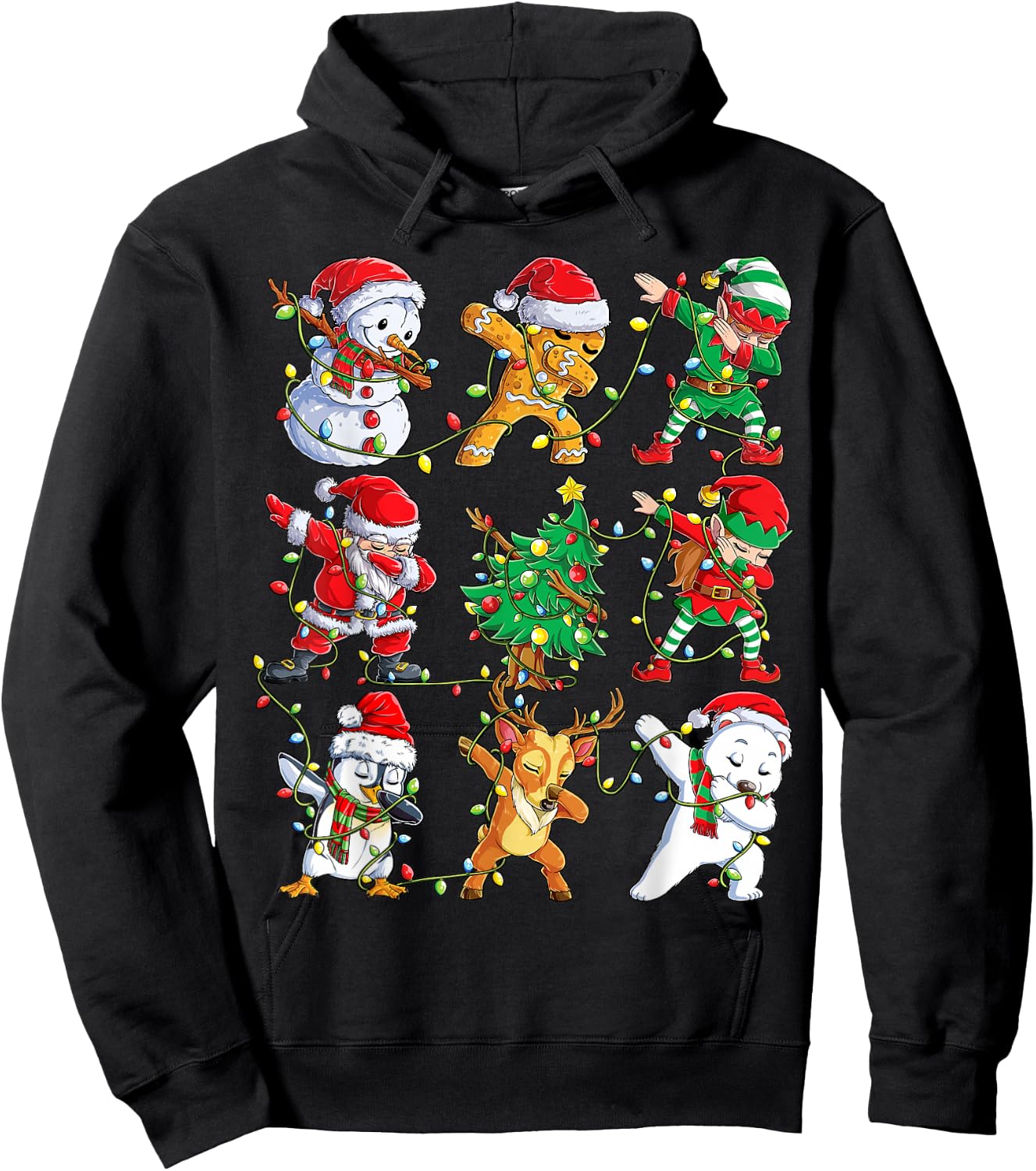Christmas Dabbing Santa Elf Friends Boys Girls Men Xmas Dab Hoodie - Hoodie | Black