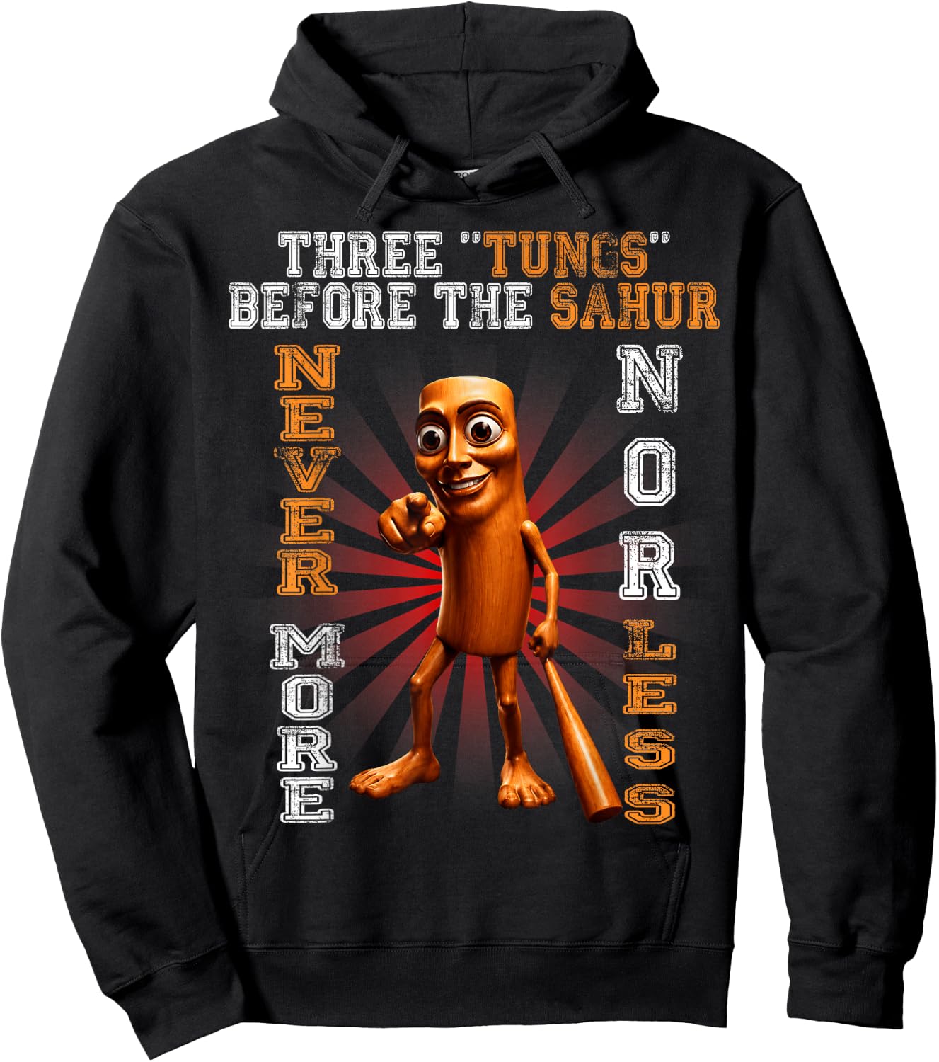 Three Tungs Before The Sahur Funny Brainrot Meme Hoodie - Hoodie | Black