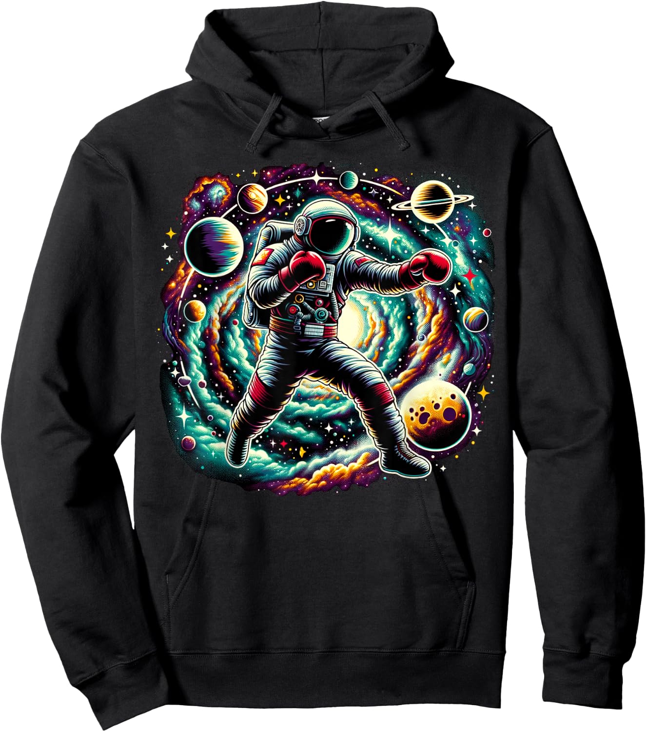 Cool Galaxy Boxer Astronaut on Boxing Hoodie - Hoodie | Black