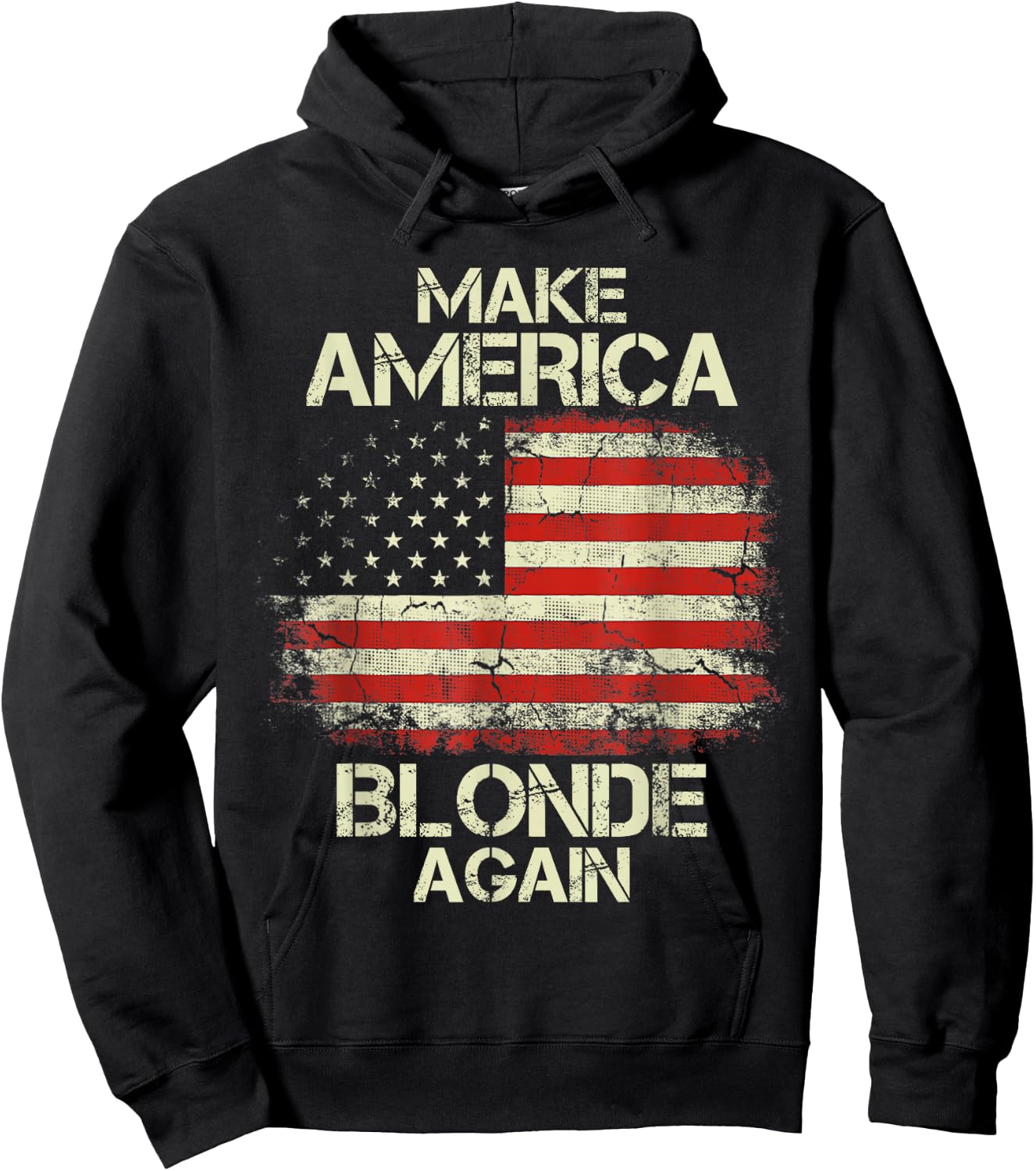 Make America Blonde Again Vintage USA Flag Hoodie - Hoodie | Black