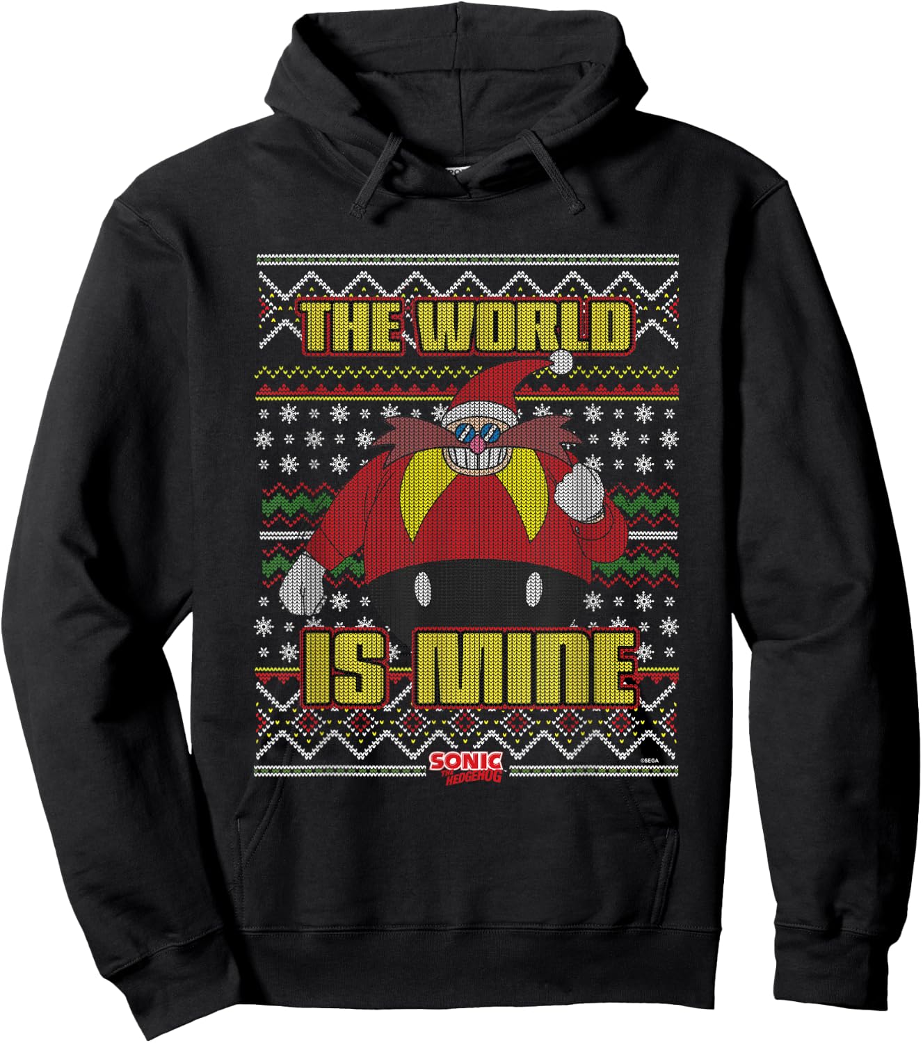 Sonic The Hedgehog Christmas Doctor Eggman Ugly Sweater Hoodie - Hoodie | Black