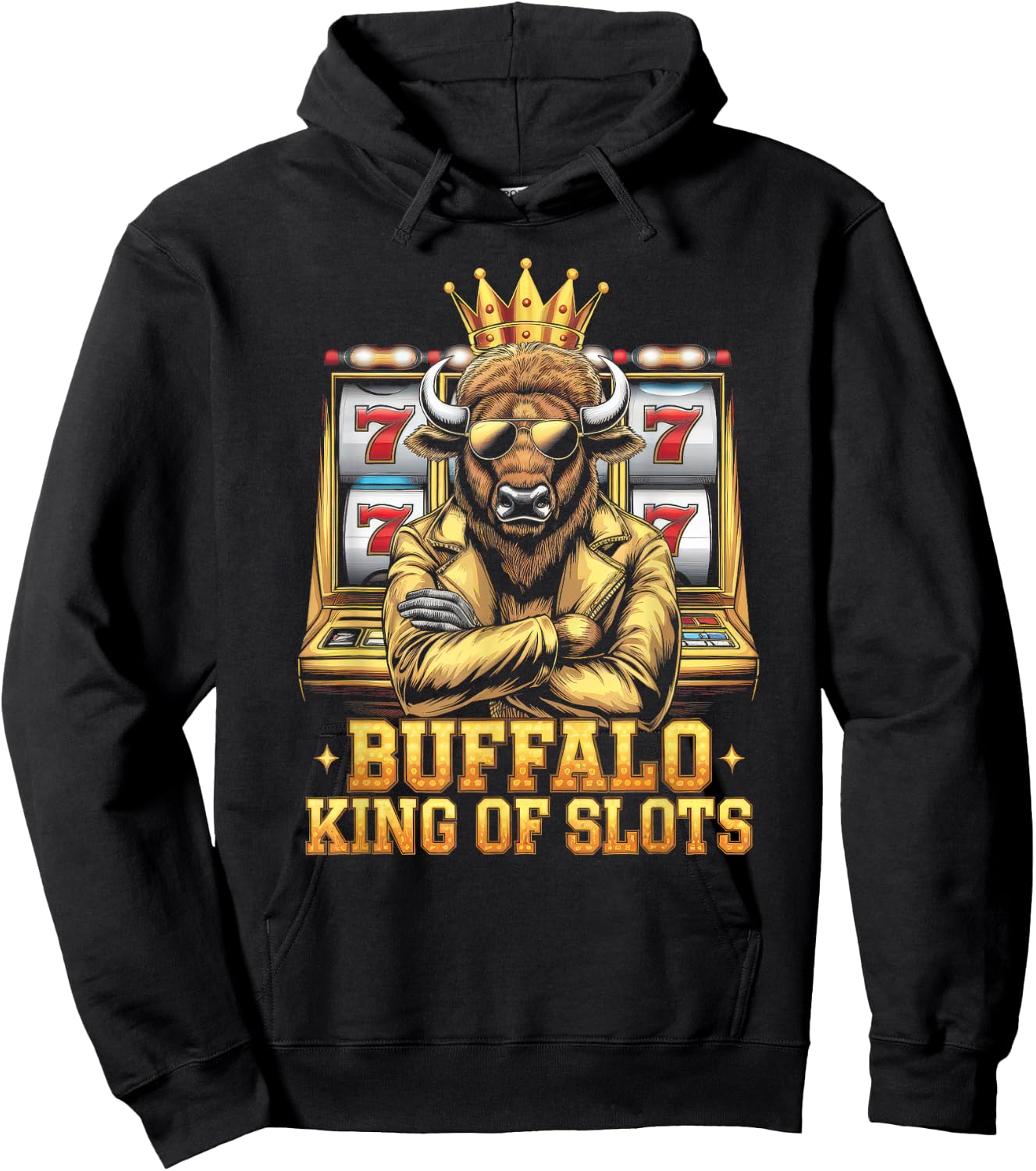 Lucky Buffalo Casino Slot Machine Gambling Gift Gambler Hoodie - Hoodie | Black