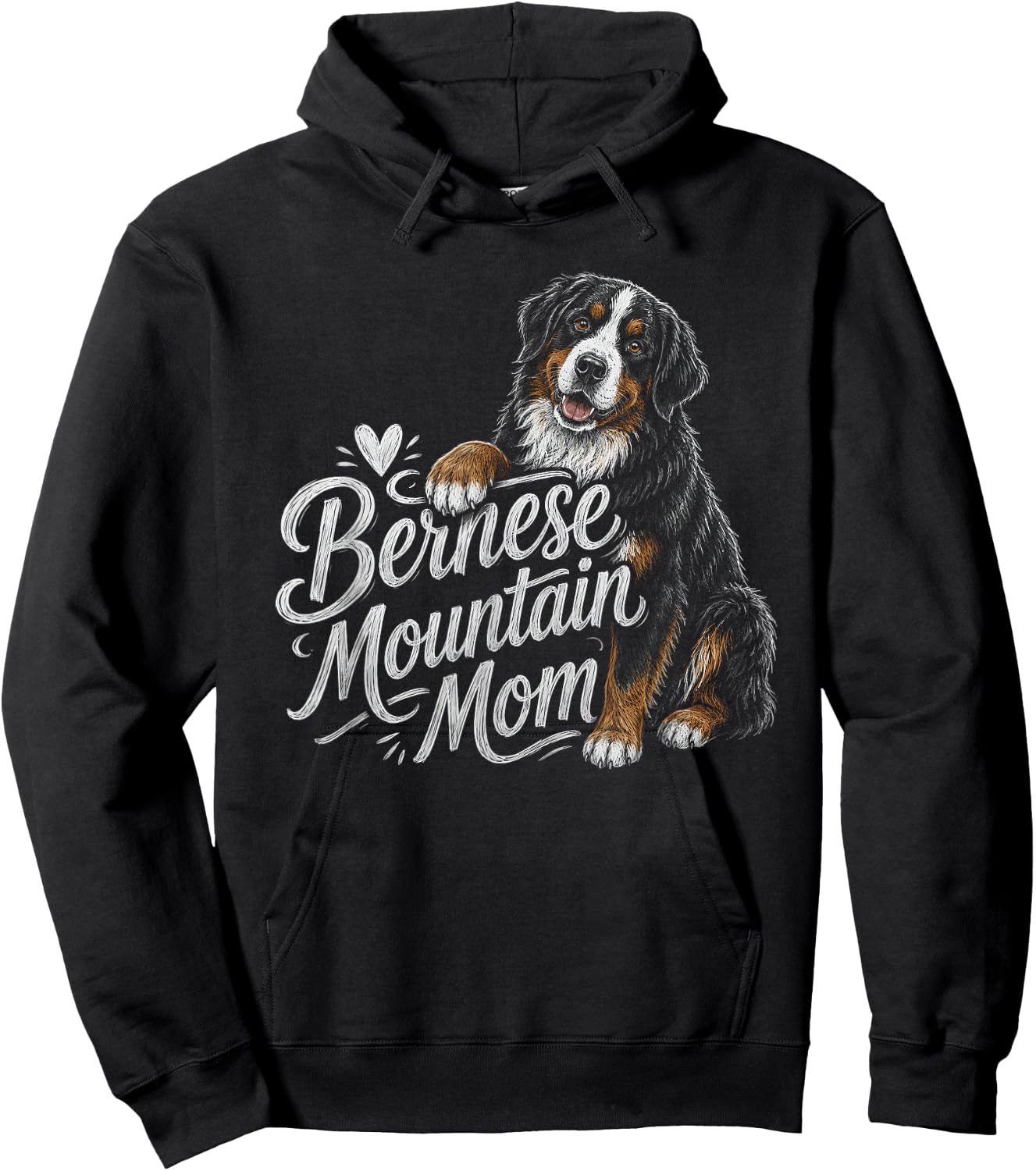 Bernese Mountain Mom Dog Artwork Design Hoodie - Hoodie | Black