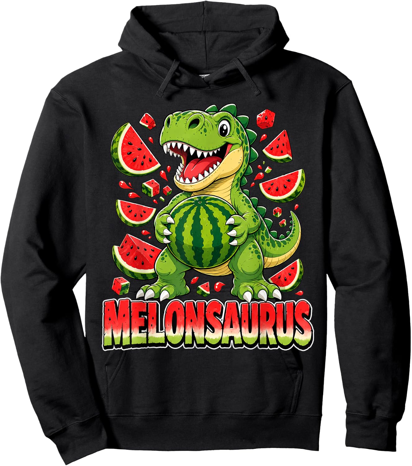 Melonasaurus Dinosaur Watermelon Dino Melonsaurus Watermelon Hoodie - Hoodie | Black