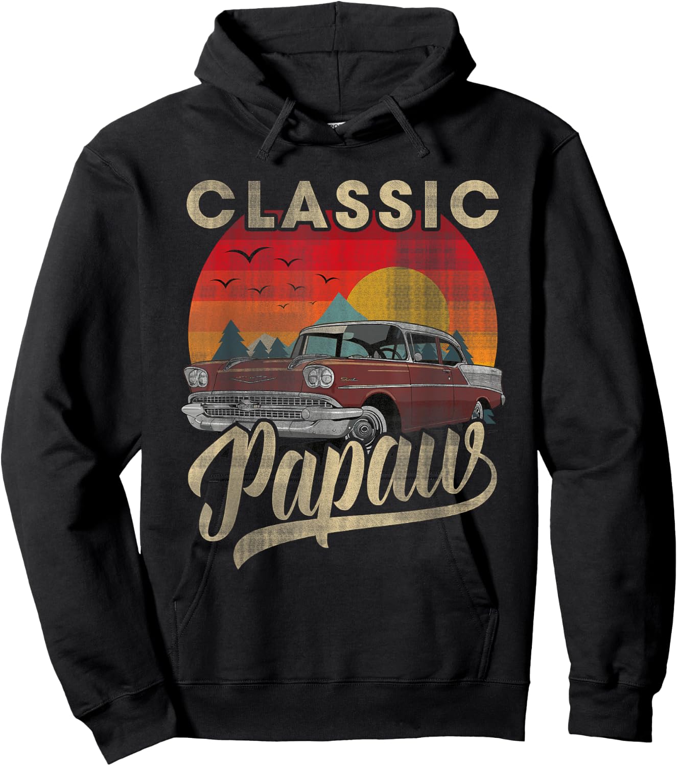 Classic Papaw Funny Saying Car Lover Men Dad Papa Grandpa Hoodie - Hoodie | Black