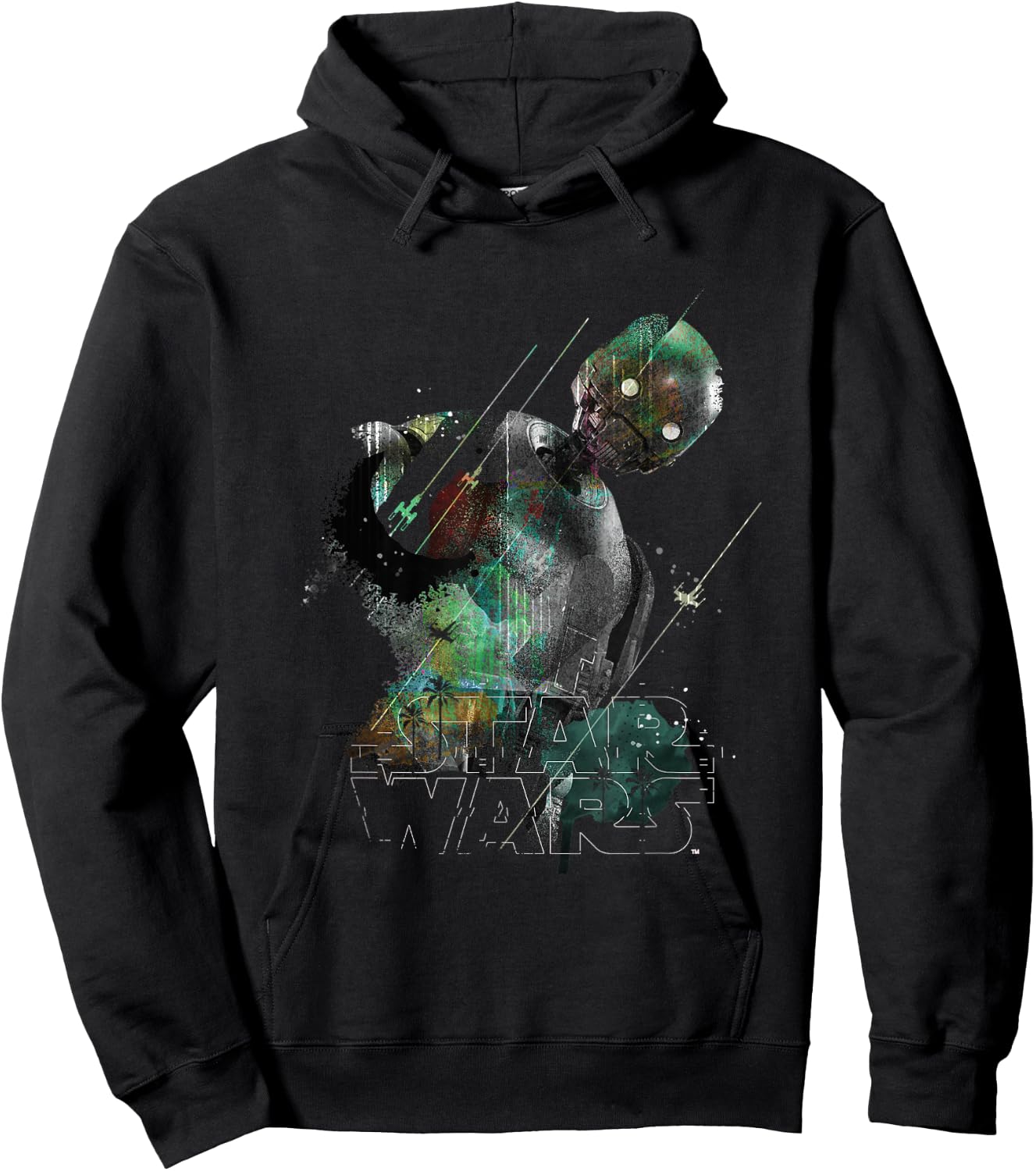 Star Wars Rogue One Iconic K2SO Paradise Big Chest Poster Hoodie - Hoodie | Black