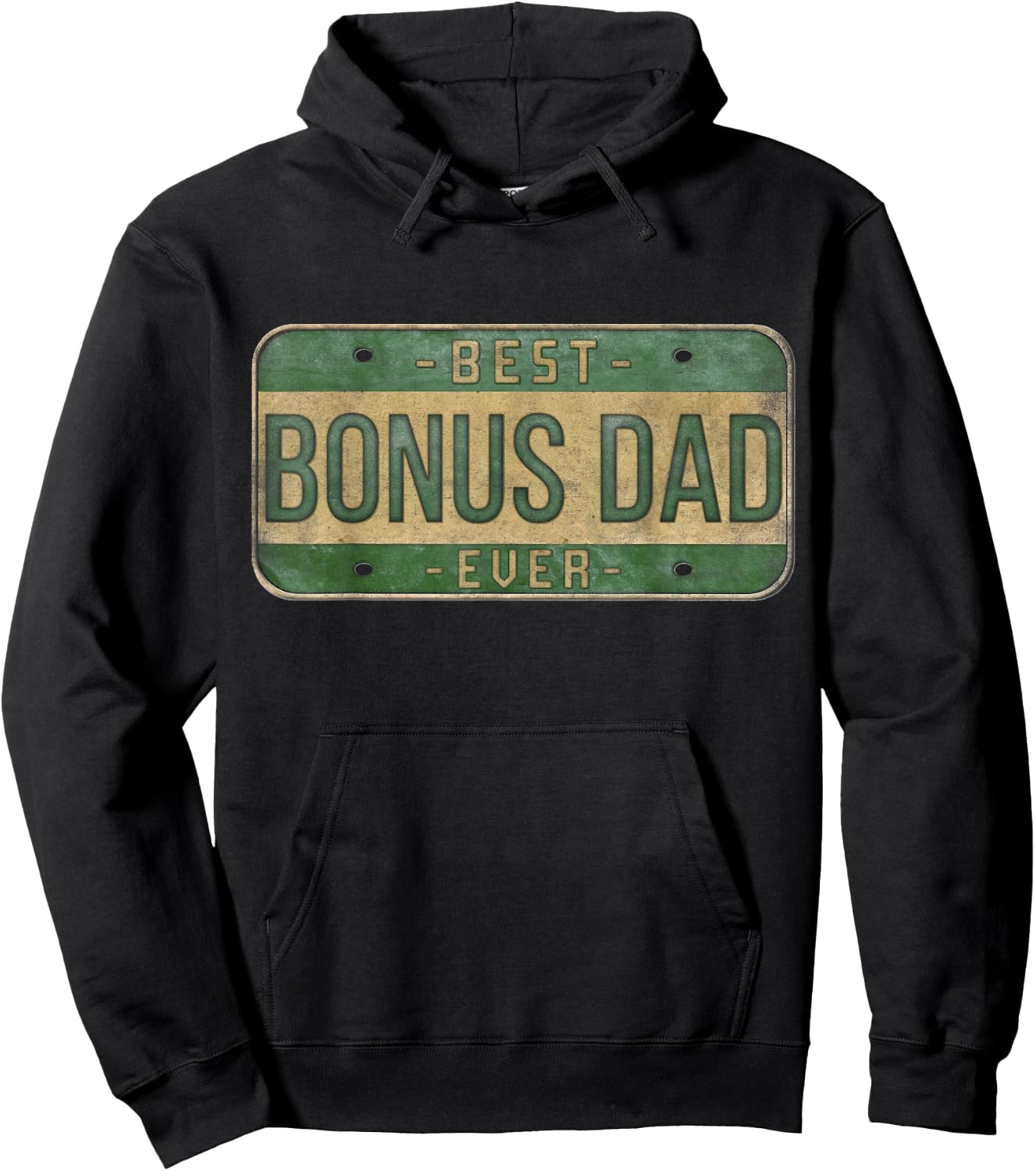 Best Bonus Dad Ever Vintage Car Plate Father's Day Step Dad Hoodie - Hoodie | Black