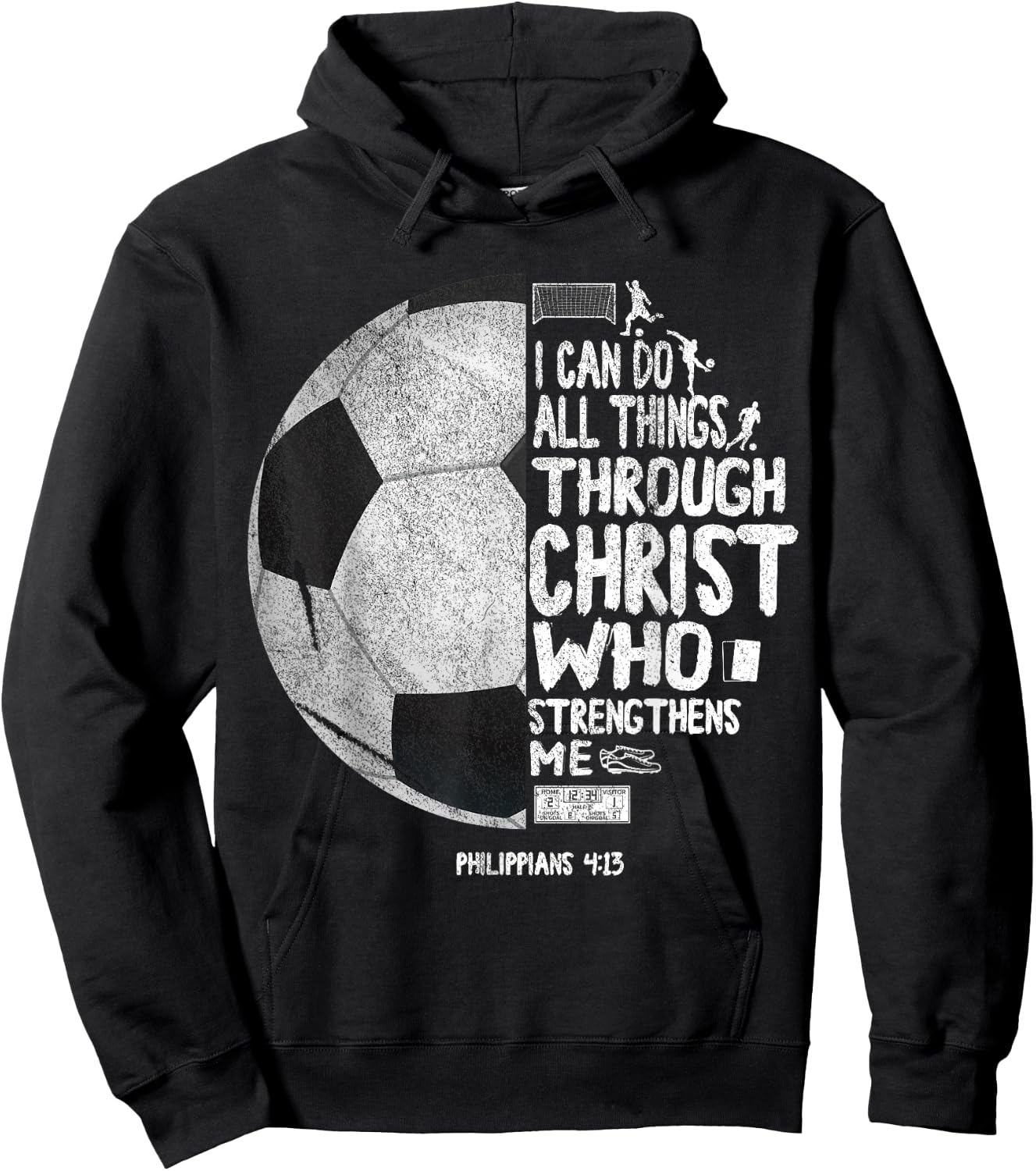 I can do all things through Christ Philippians 4:13 Soccer Hoodie - Hoodie | Black