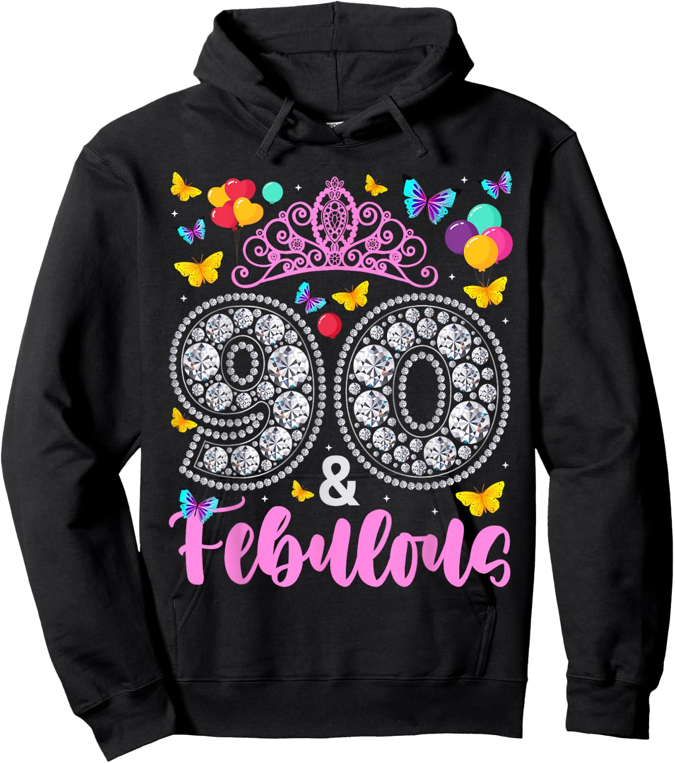 90 And Fabulous 90 Years Old Women 90th Birthday Hoodie - Hoodie | Black