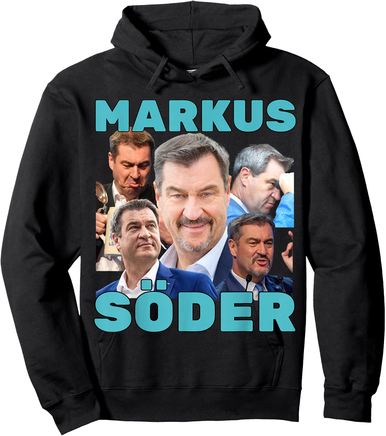 Markus Söder Fan Merch Blue , black Hoodie - Hoodie | Black
