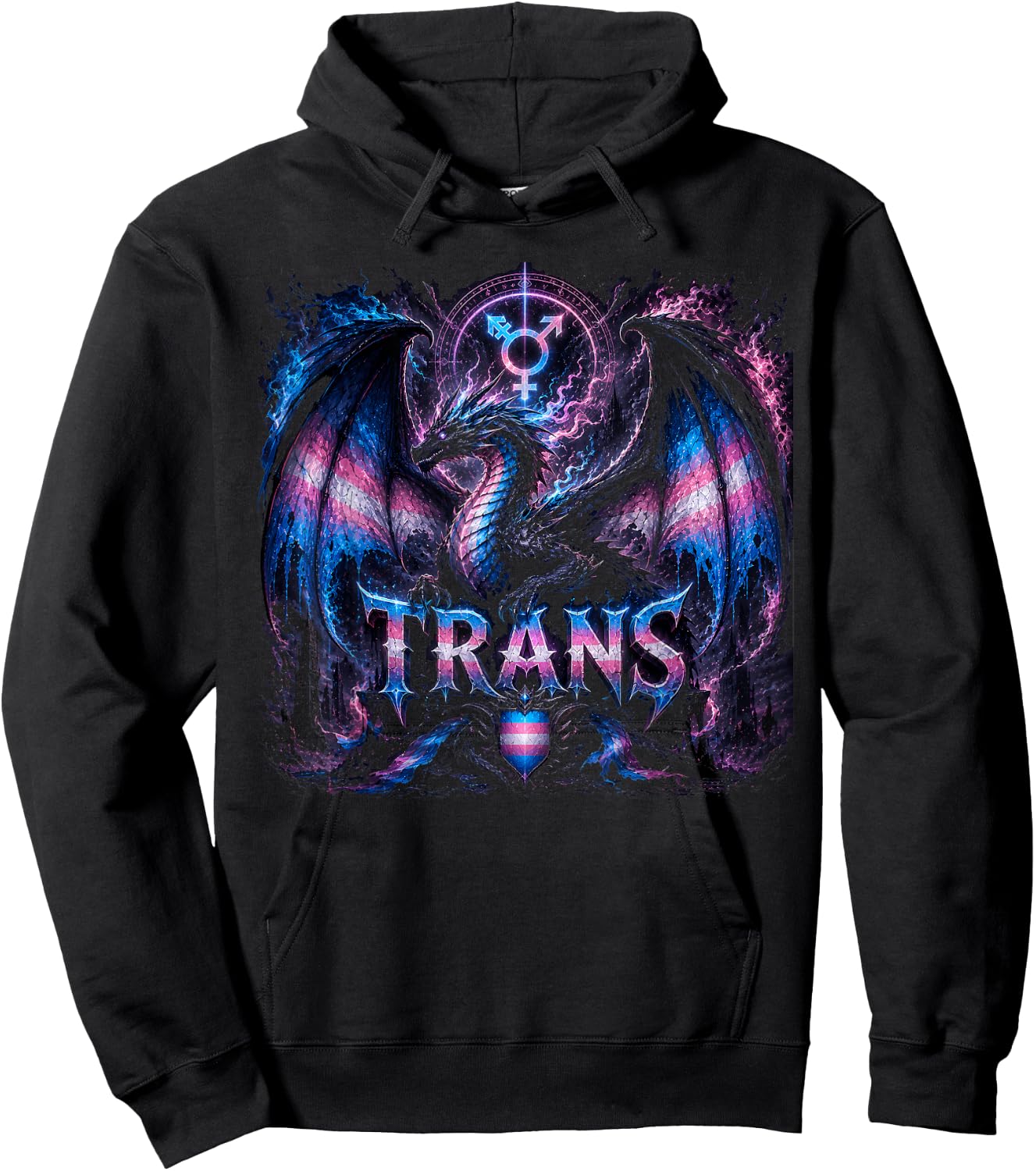 Trans Dragon Cute Fantasy Castle Tower Trans Rights Women Hoodie - Hoodie | Black