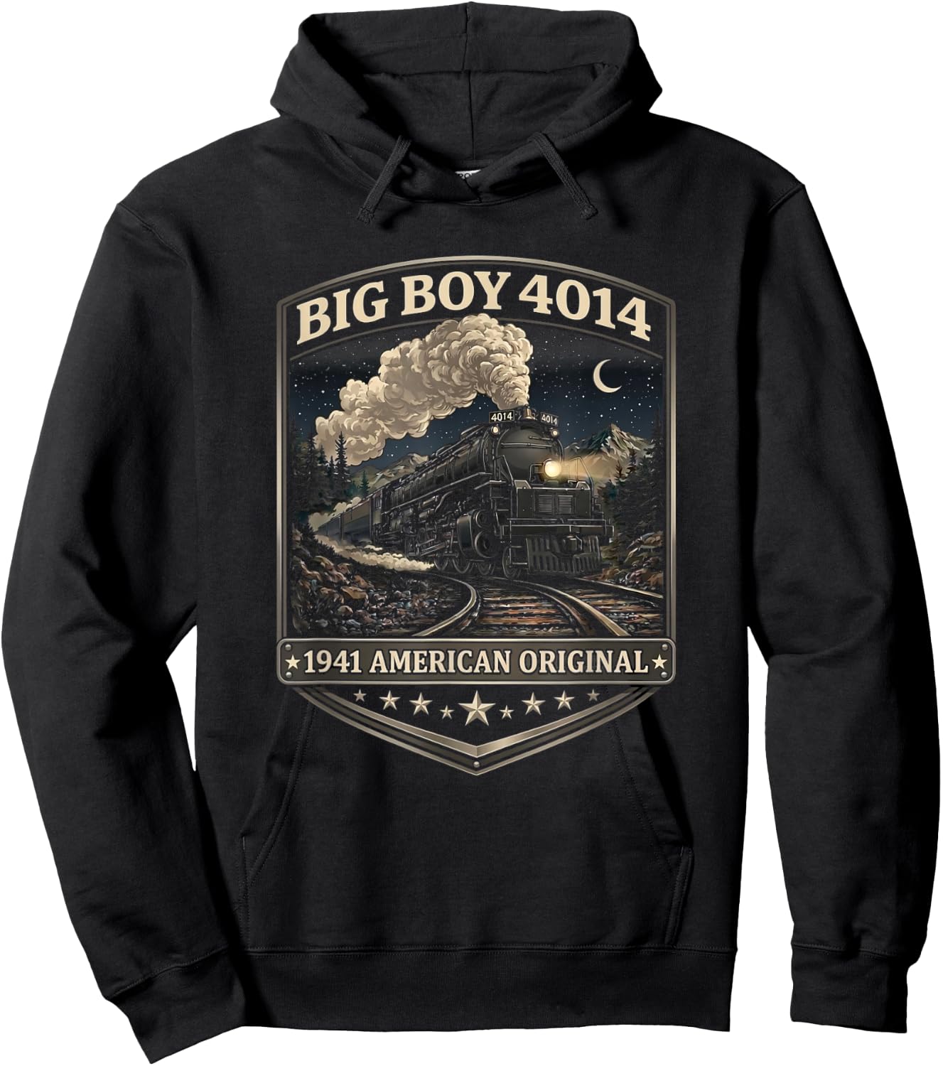 Big Boy 4014 Train Engineer Steam Train Conductor American Hoodie - Hoodie | Black