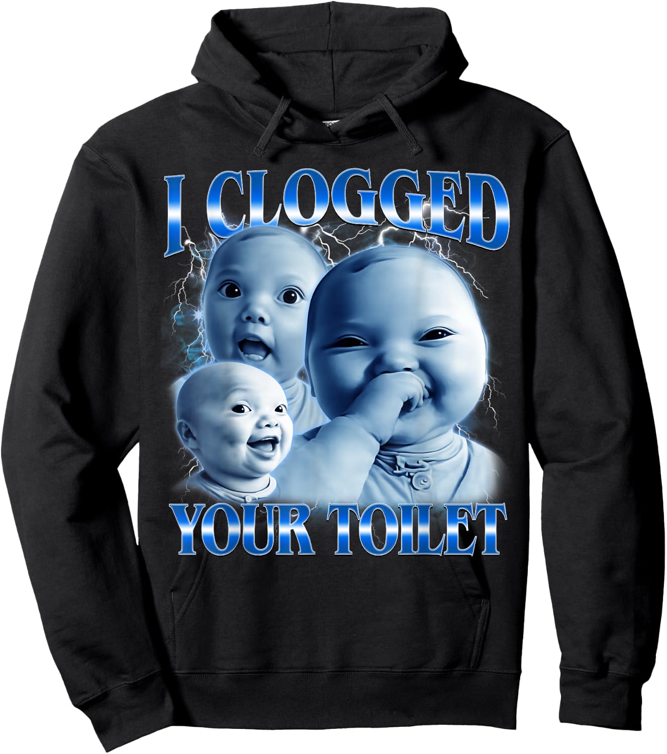 I Clogged Your Toilet Funny AI Baby Meme Stupid Brainrot Hoodie - Hoodie | Black