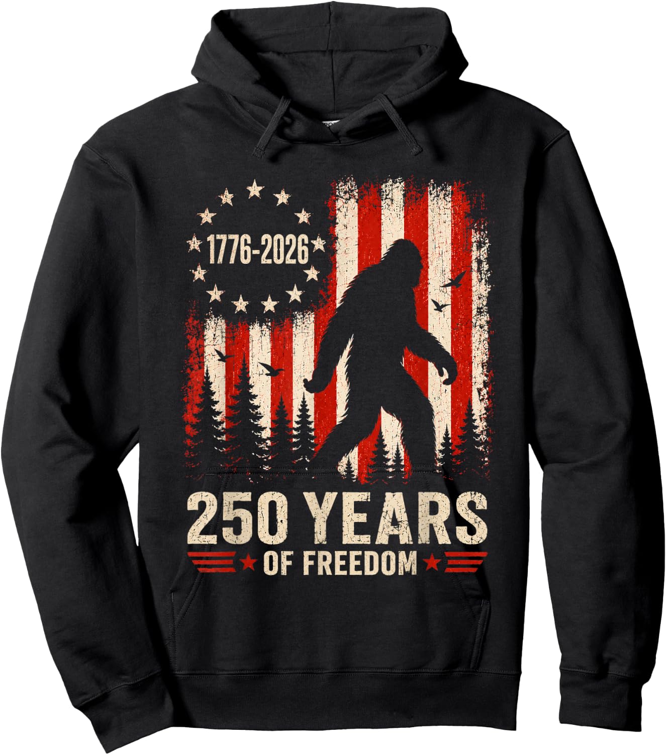250 Years of Freedom Bigfoot 250th Anniversary 4th of July Hoodie - Hoodie | Black