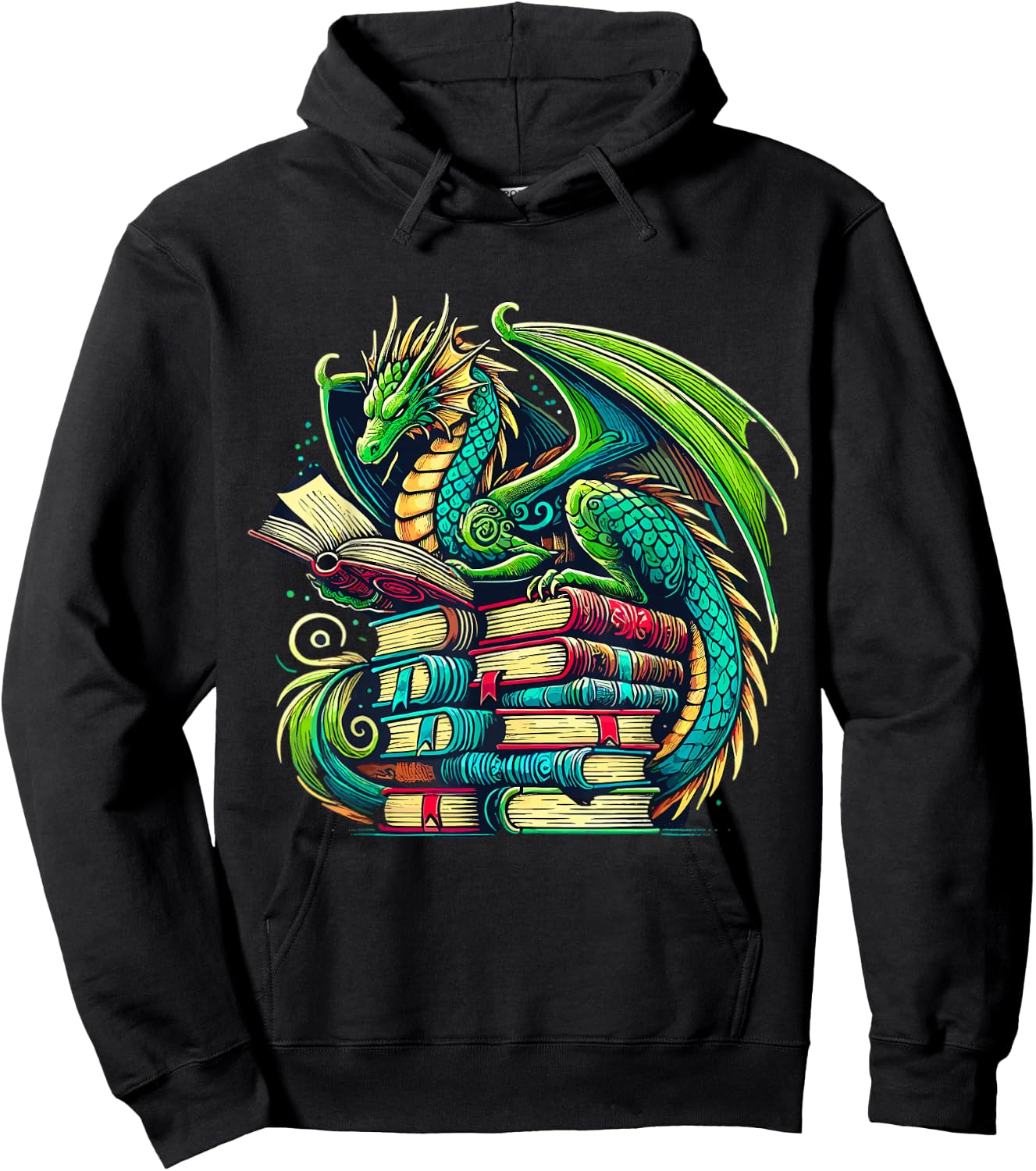 Book Dragon Reading Lover Hoodie - Hoodie | Black