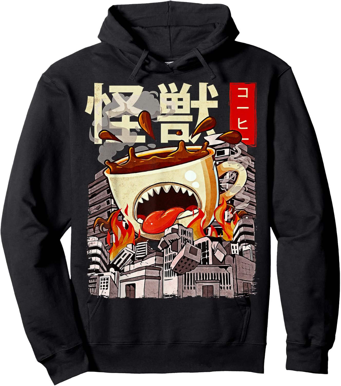 Kaiju Coffee Japanese Anime Monster Caffeine Hoodie - Hoodie | Black