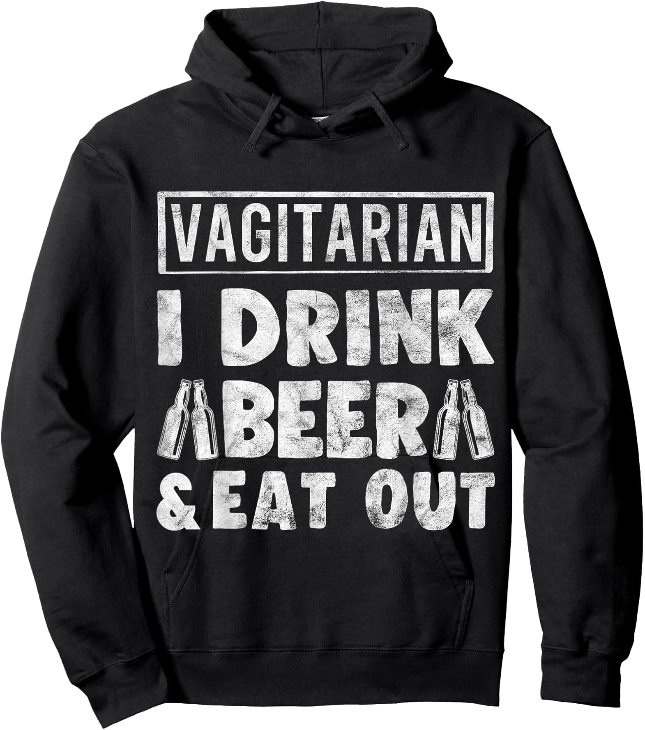 Vagitarian Drink Beer and Eat Out Funny Humor Gift Hoodie - Hoodie | Black