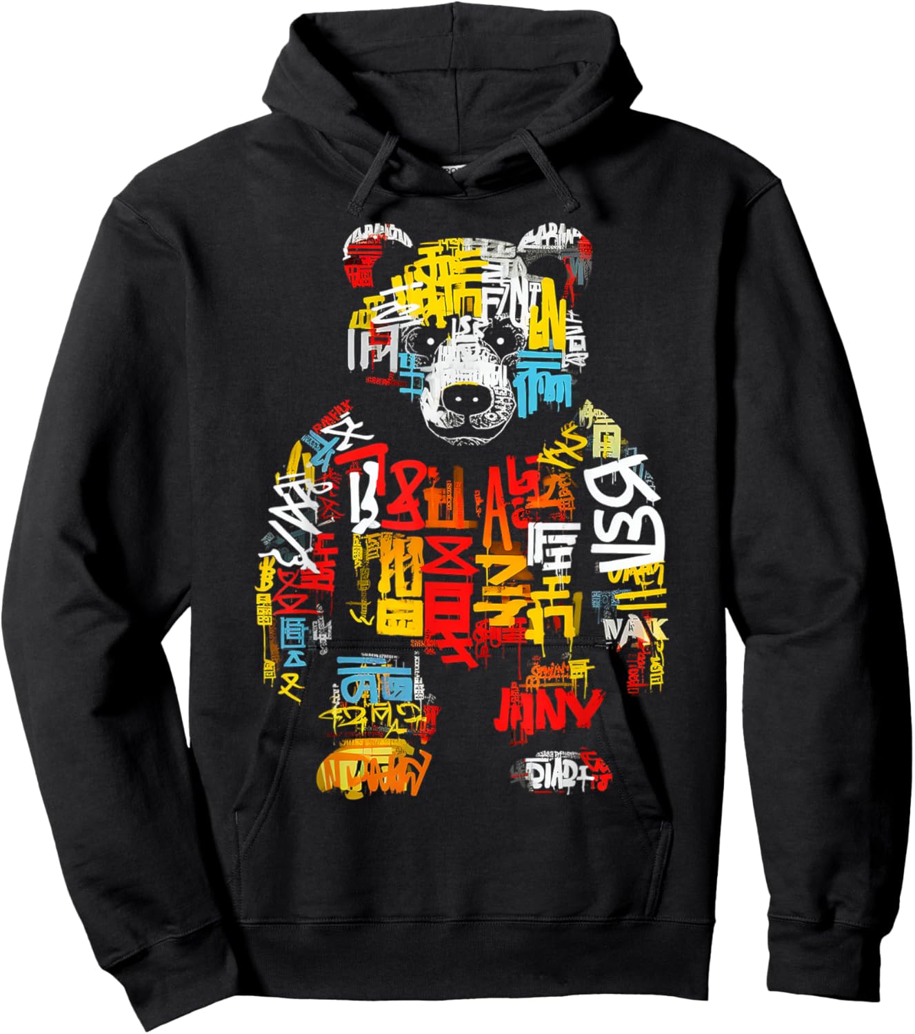 Bärentext Abstrakte Bunte Tierkunst Bär Hoodie - Hoodie | Black