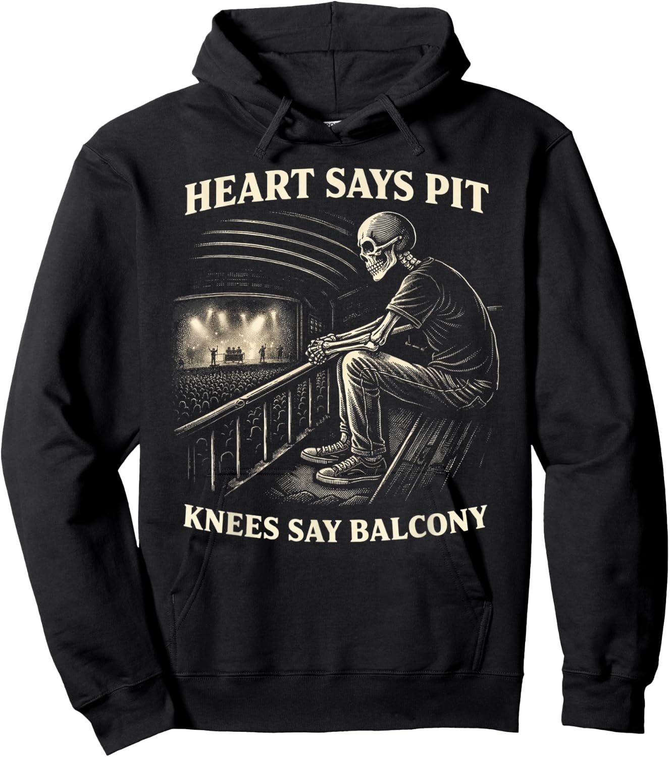 Funny Heart Says Pit Knees Say Balcony Hoodie - Hoodie | Black