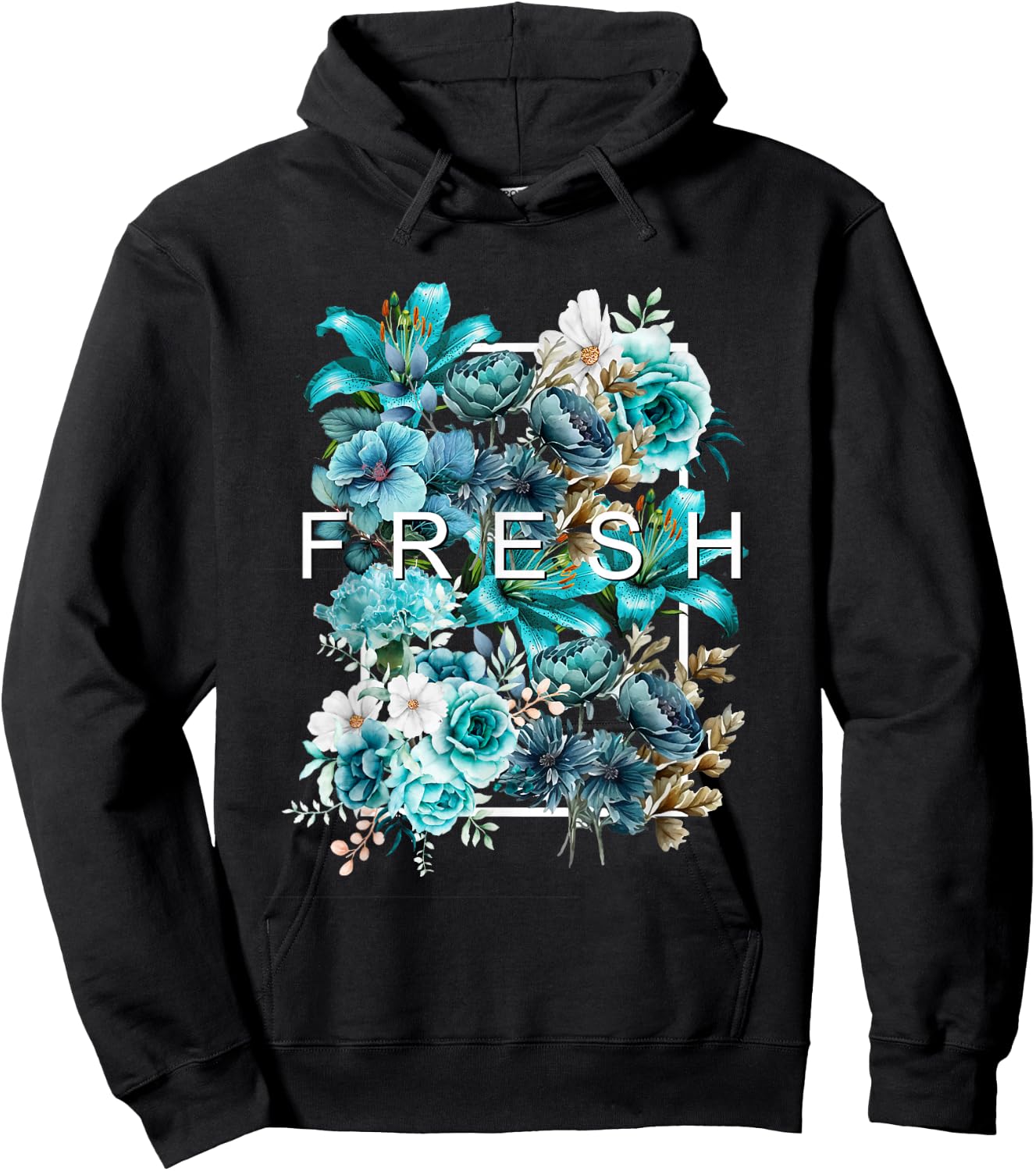 Teal Aqua Fresh BloomTeal Aqua Graphic Hoodie - Hoodie | Black