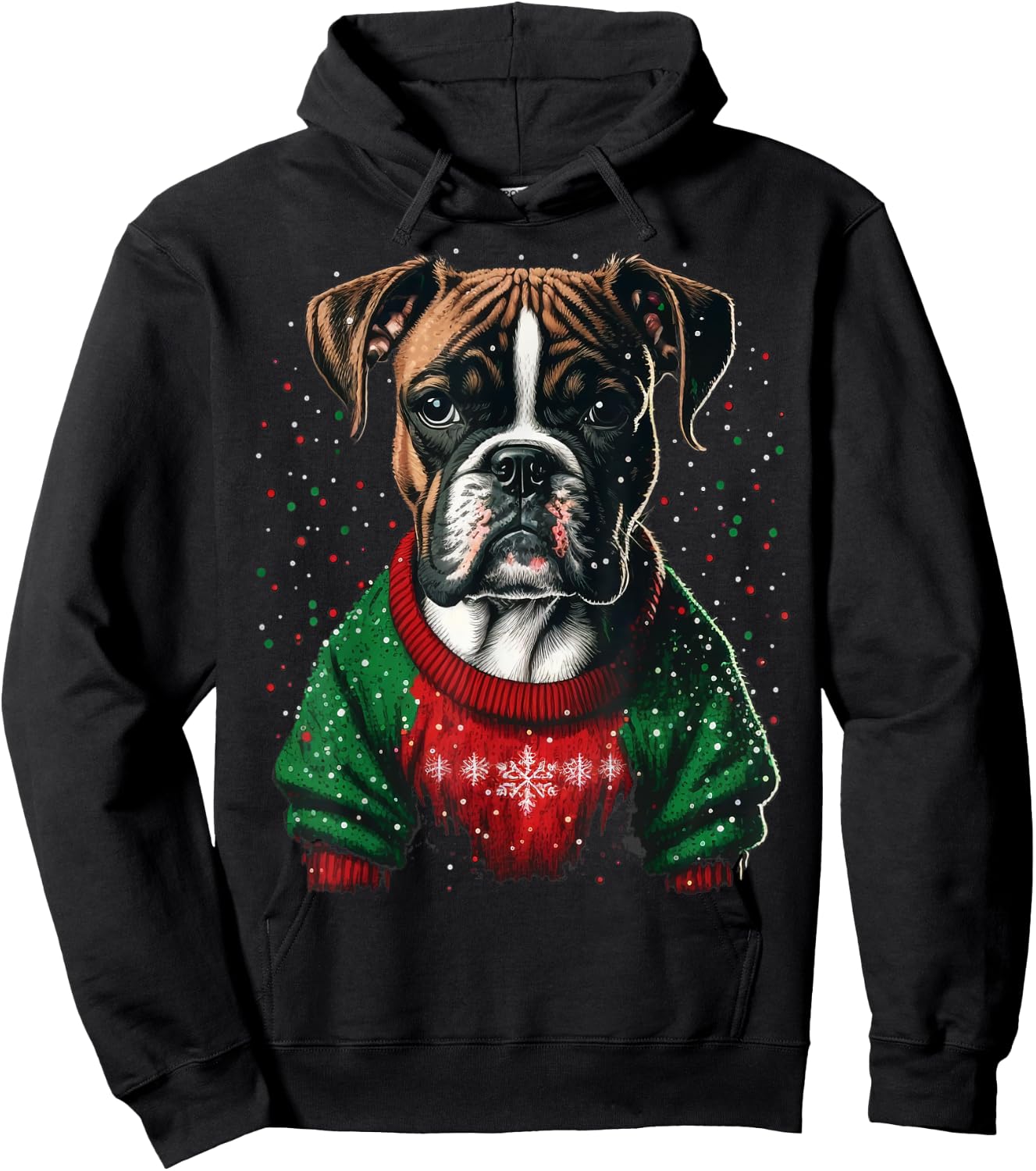 Xmas Boxer Dog Santa on Christmas Boxer Dog Women Kids Hoodie - Hoodie | Black