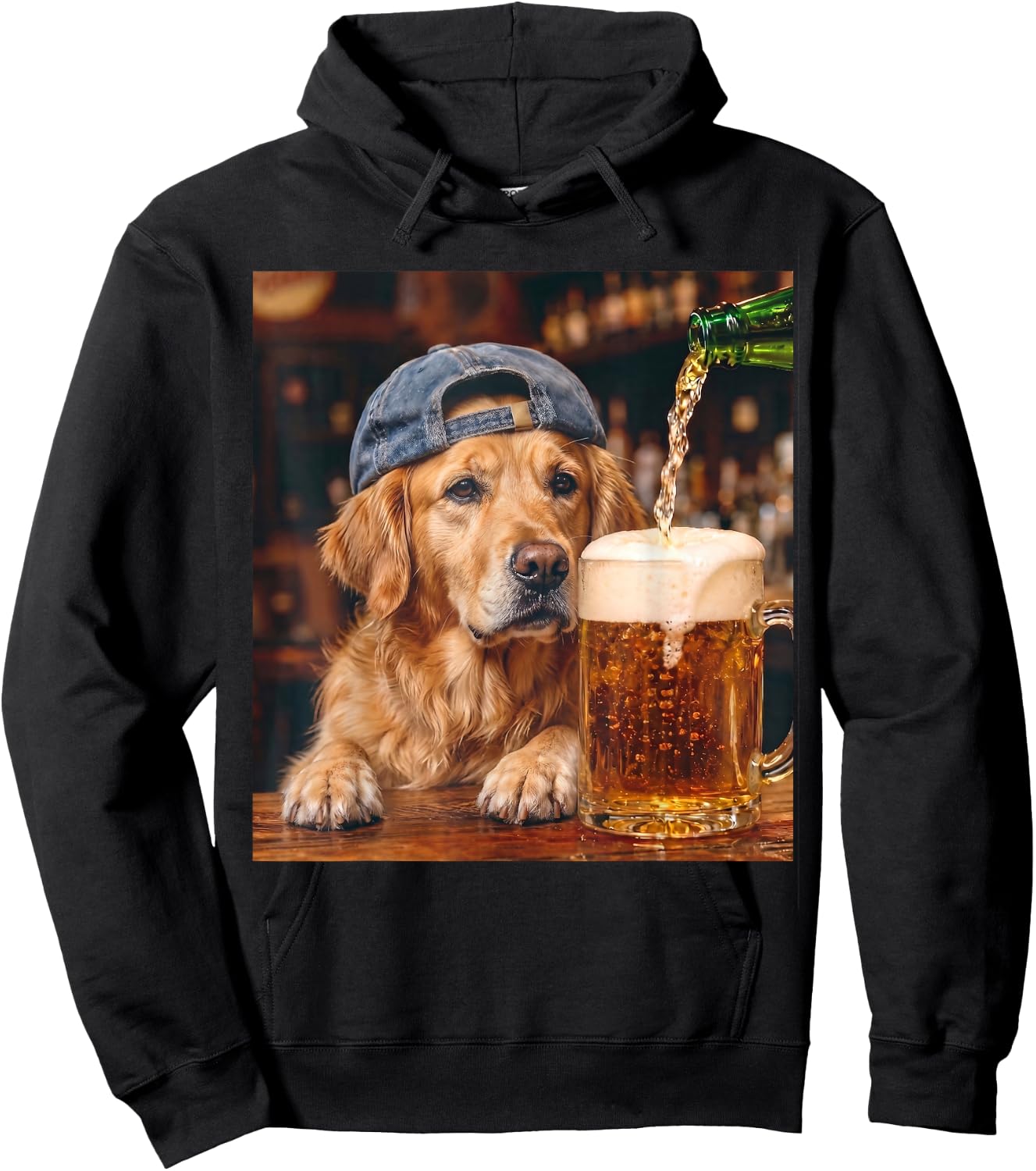 Golden Retriever Drinking Beer Funny Dog Meme Hoodie - Hoodie | Black