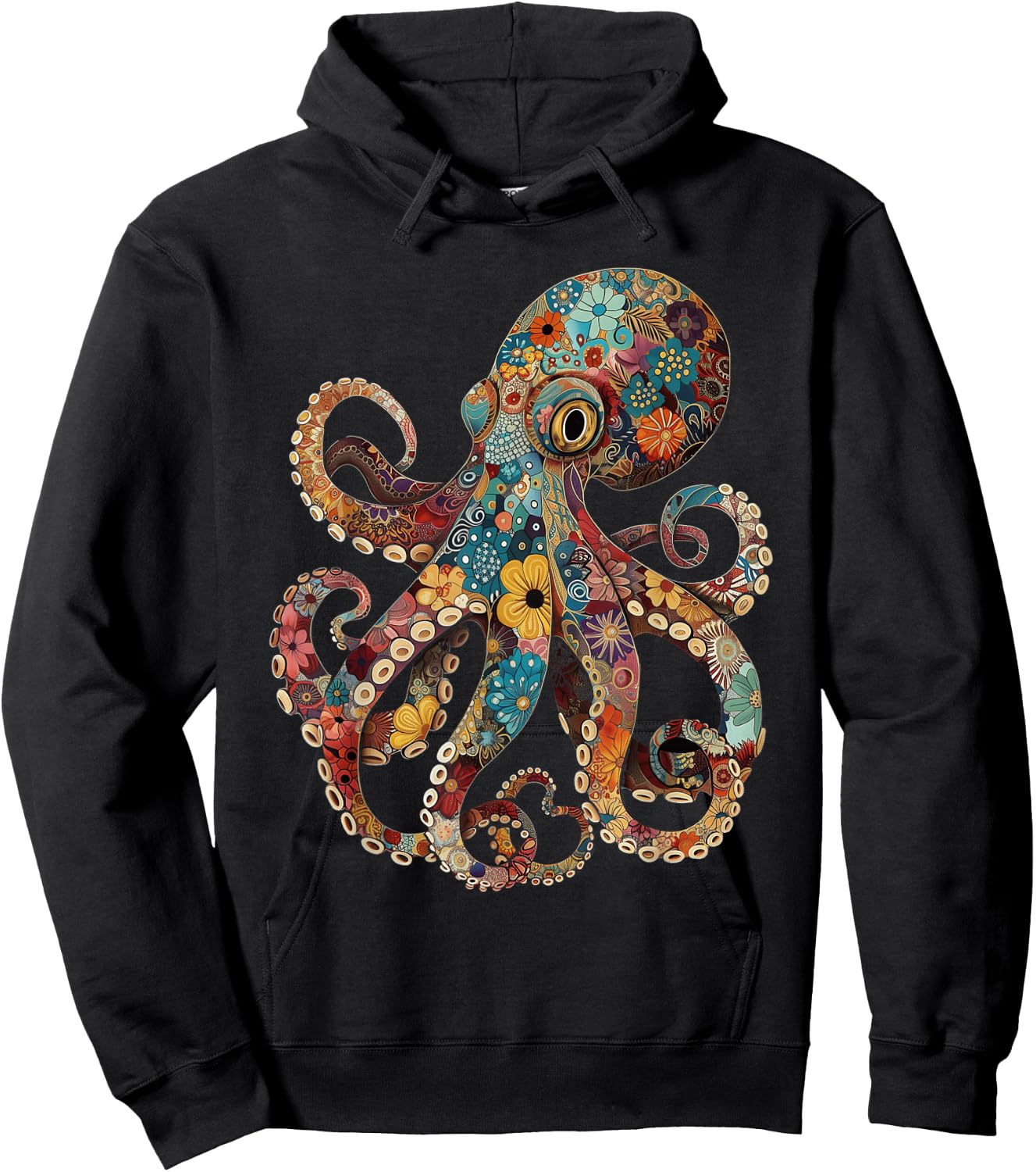 Octopus Floral Vintage Flowers Octopus Octopus Diving Hoodie - Hoodie | Black