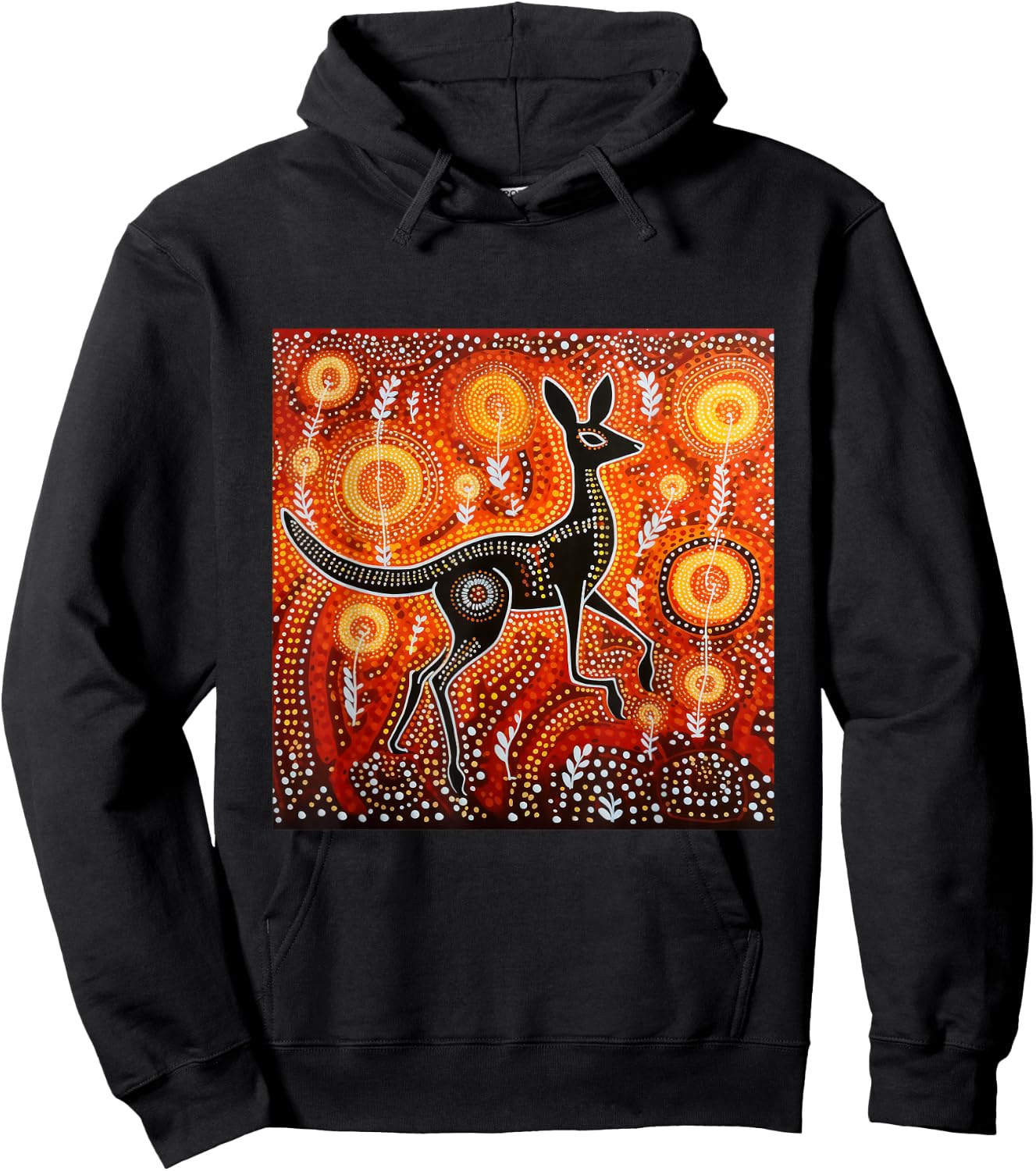 Australian Aboriginal Dot Painting Kangaroo Hoodie - Hoodie | Black
