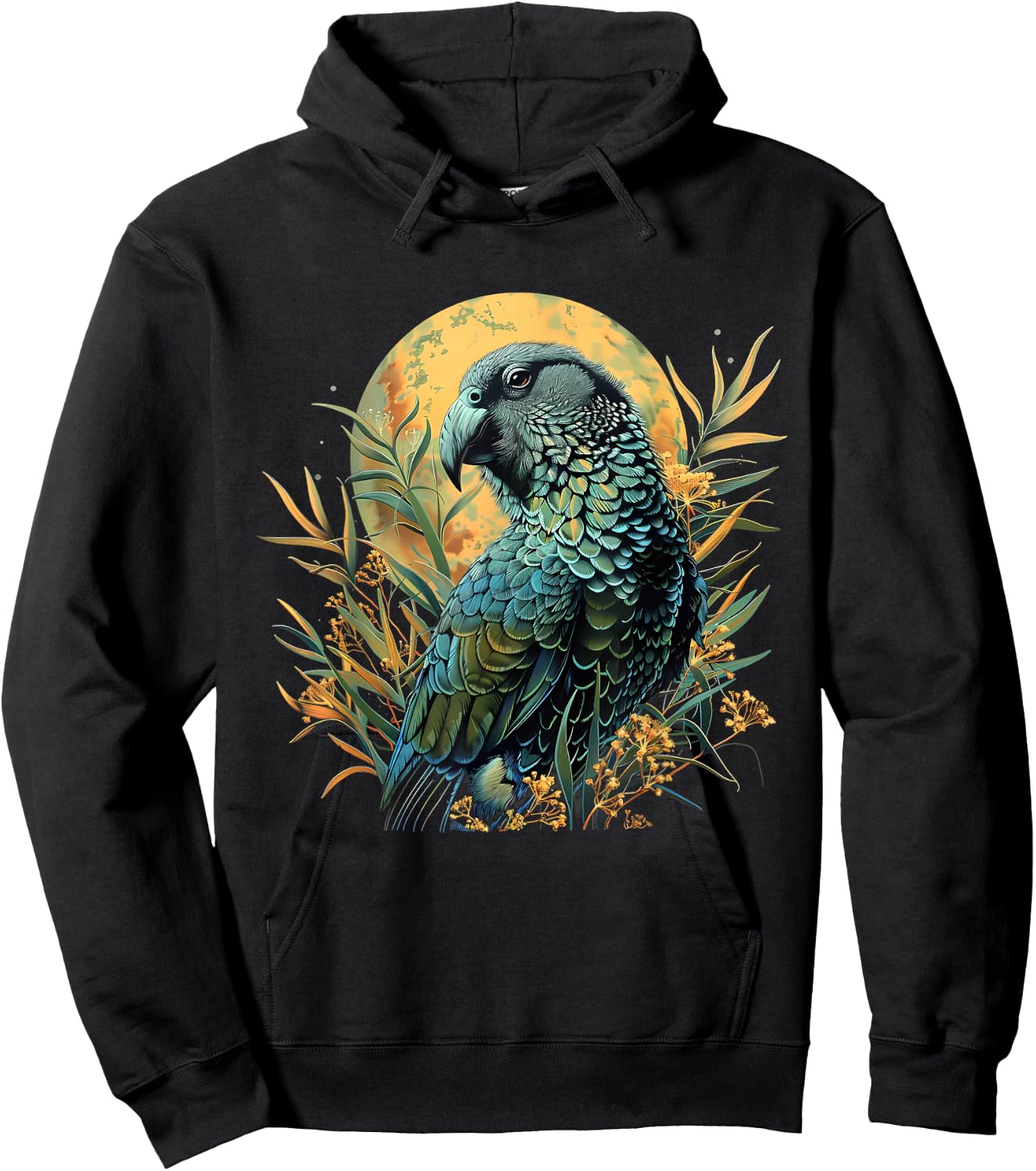 Kakapo Parrot Drawing Moon Artwork Nature Kakapo Lover Hoodie - Hoodie | Black