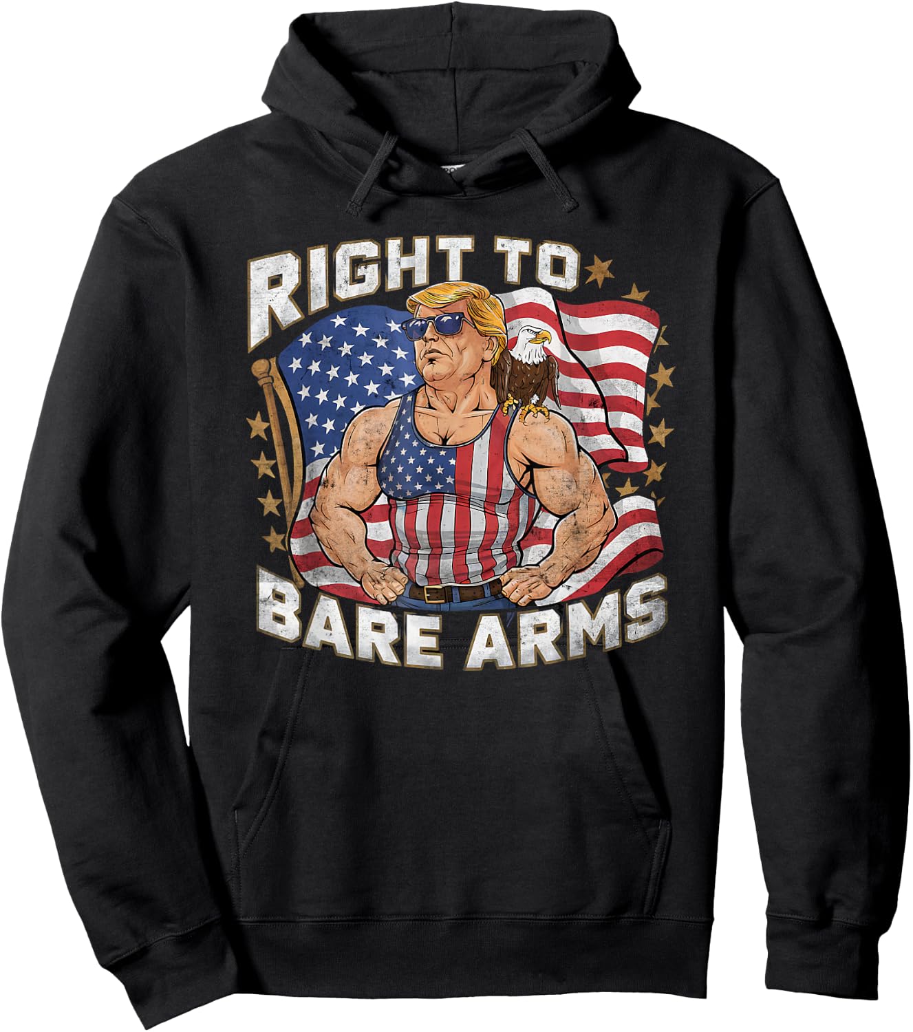 Right To Bare Arms 4th Of July Funny Gym Workout Hoodie - Hoodie | Black
