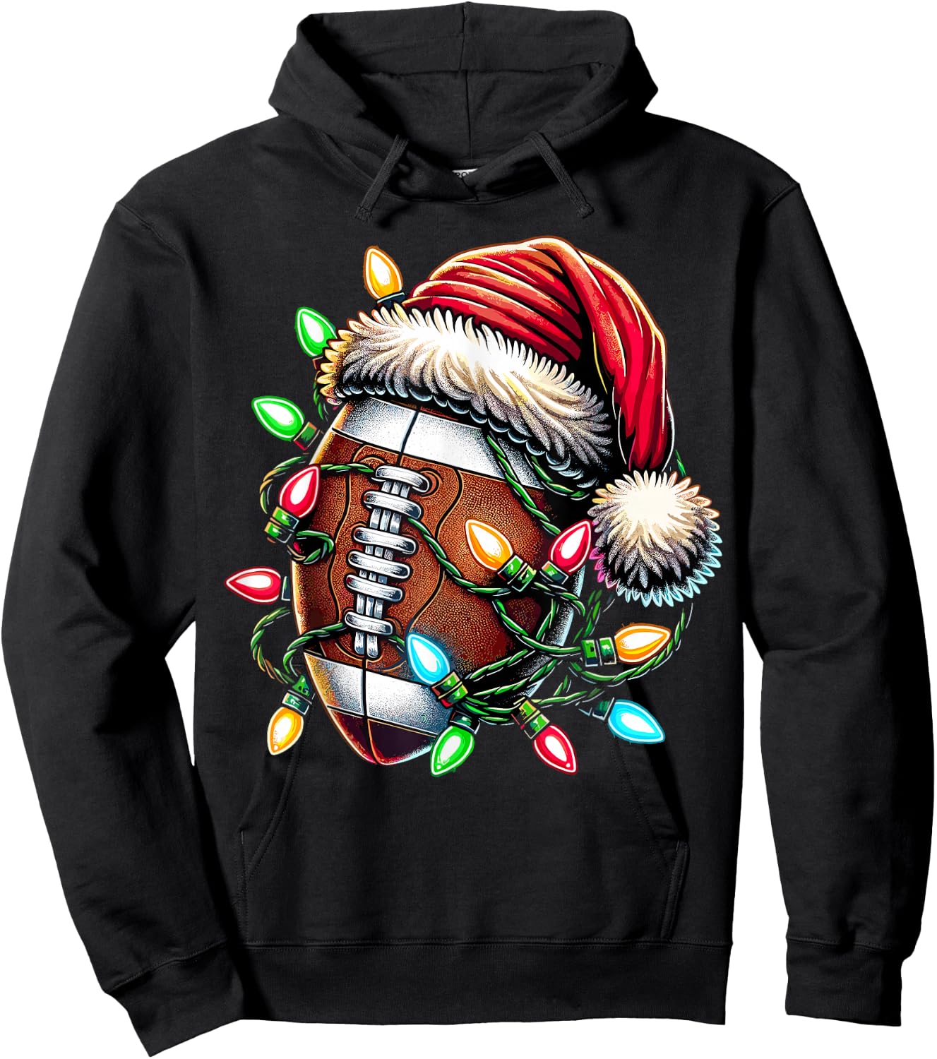 Christmas Football Player Santa Hoodie - Hoodie | Black