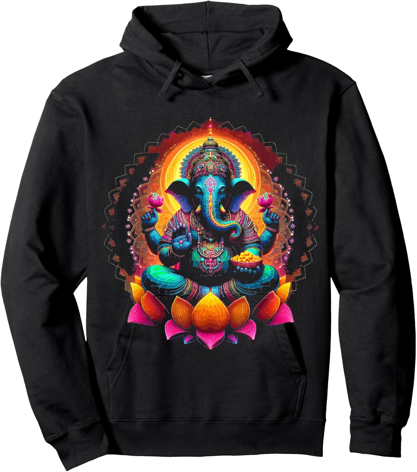 Ganesh Symbol Yoga Hindu Elephant God Ganesha Puja , black Hoodie - Hoodie | Black