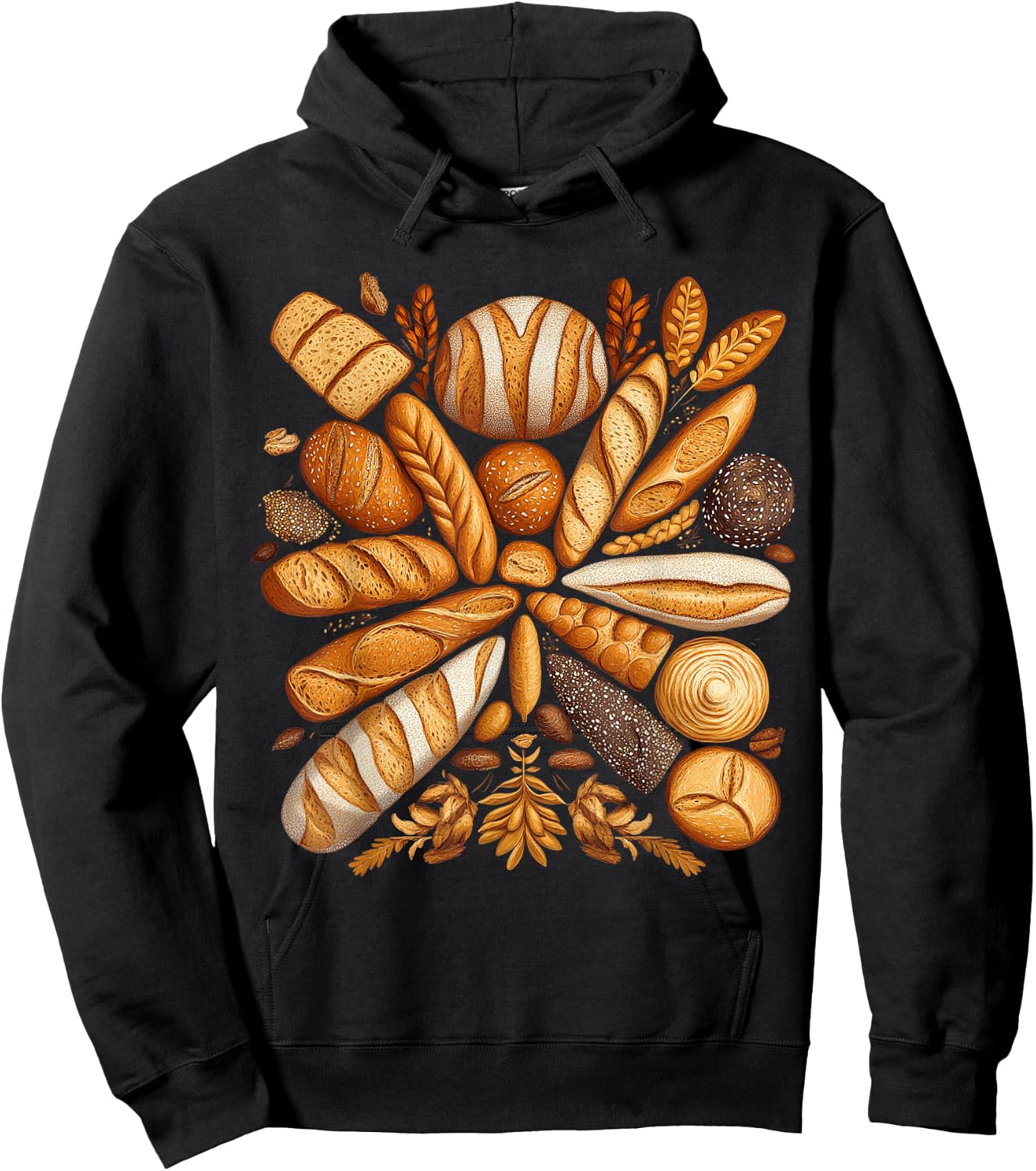 Artistic Arrangement of Bread Design Bakery Hoodie - Hoodie | Black