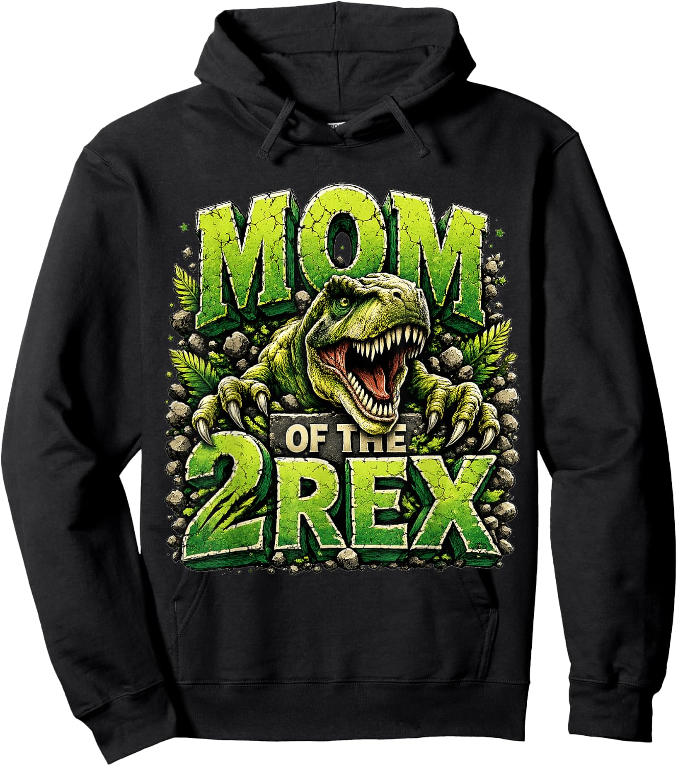Mom of The Two Rex Birthday Dinosaur Family Matching Hoodie - Hoodie | Black