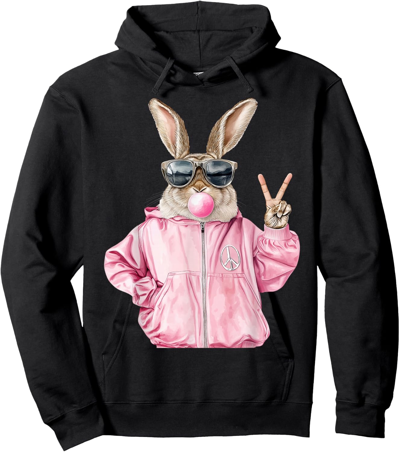 Cool Funny Easter Bunny Women Graphic for Girls Hoodie - Hoodie | Black