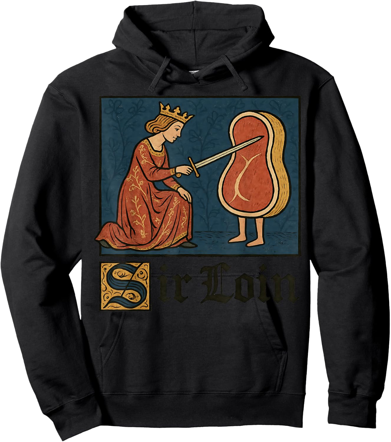 Sir Loin Medieval Knight Renaissance Meme Funny Graphic Hoodie - Hoodie | Black