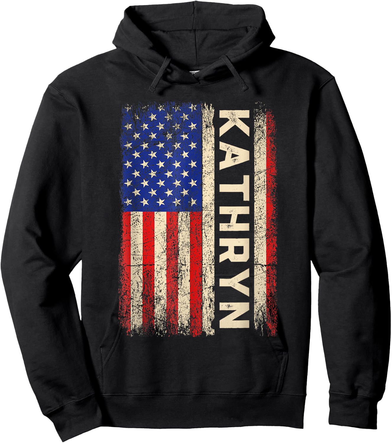 Kathryn First Name Shirt Kathryn Name American Flag Hoodie - Hoodie | Black