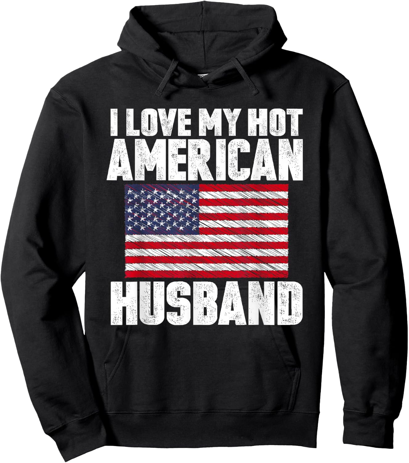 I Love My Hot American Husband Anniversary Heart Wedding Hoodie - Hoodie | Black