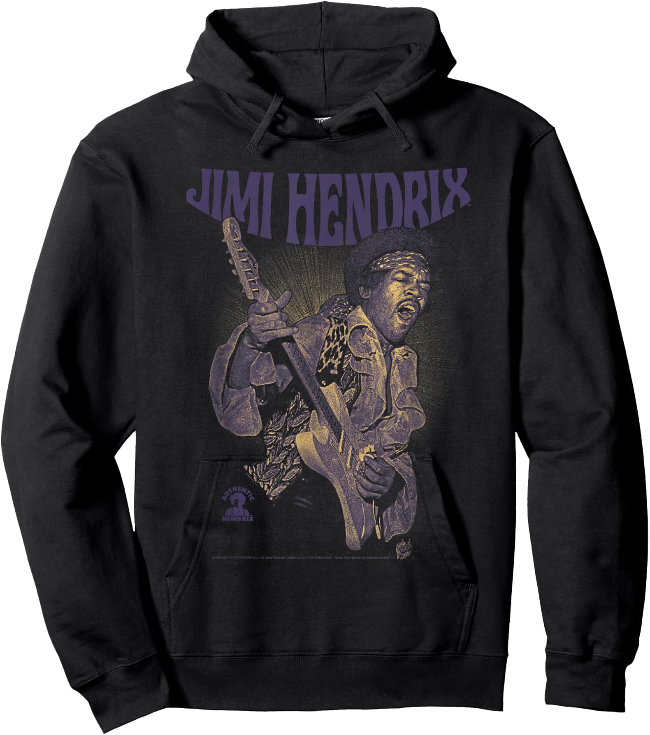 Ripple Junction x Jimi Hendrix Playing Guitar Purple Yellow, black Hoodie - Hoodie | Black